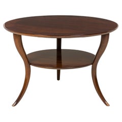 T.H. Robsjohn-Gibbings For Widdicomb Round Walnut Sabre Leg End / Side Table