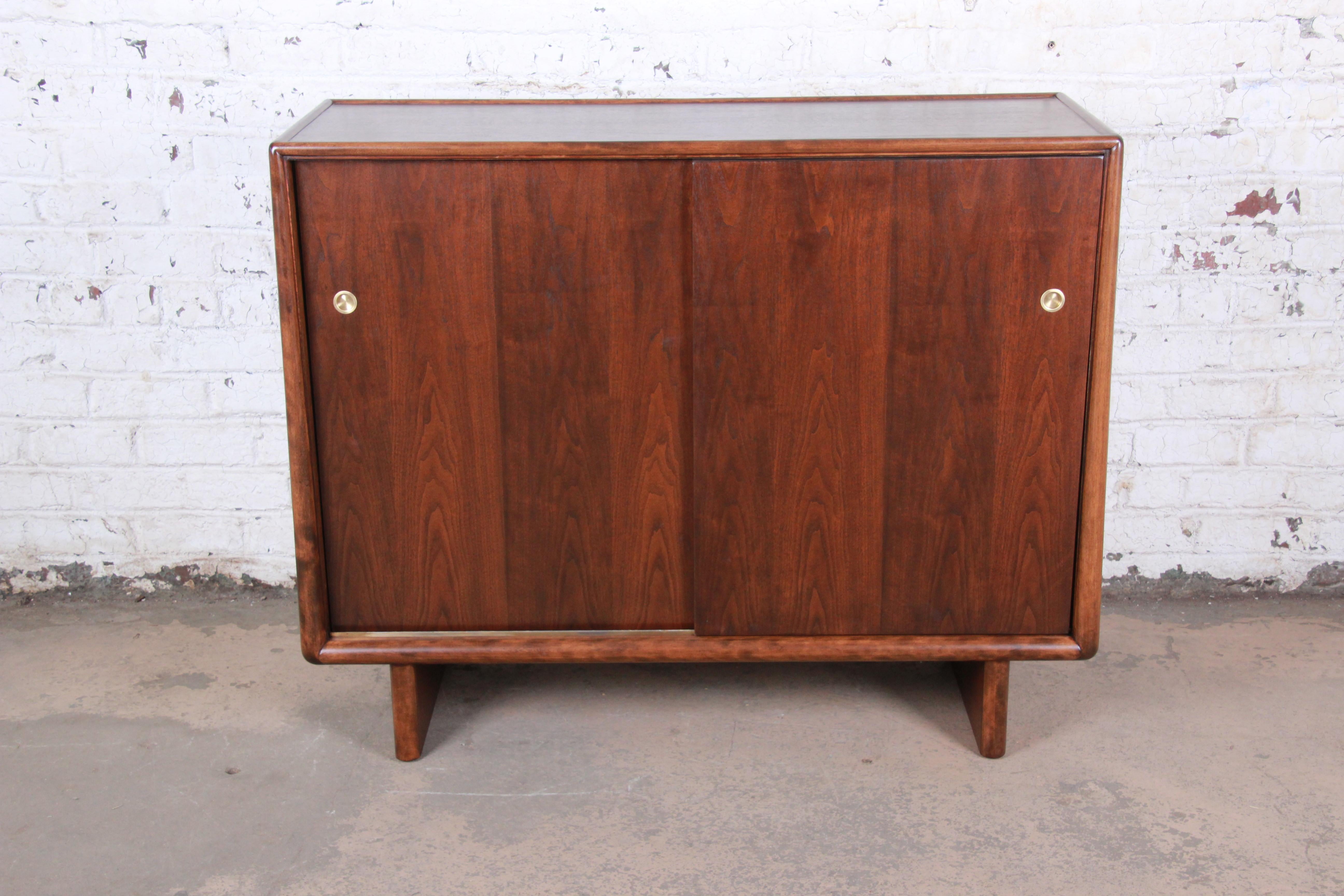 Mid-Century Modern T.H. Robsjohn-Gibbings for Widdicomb Sculpted Walnut Gentleman's Chest, Restored