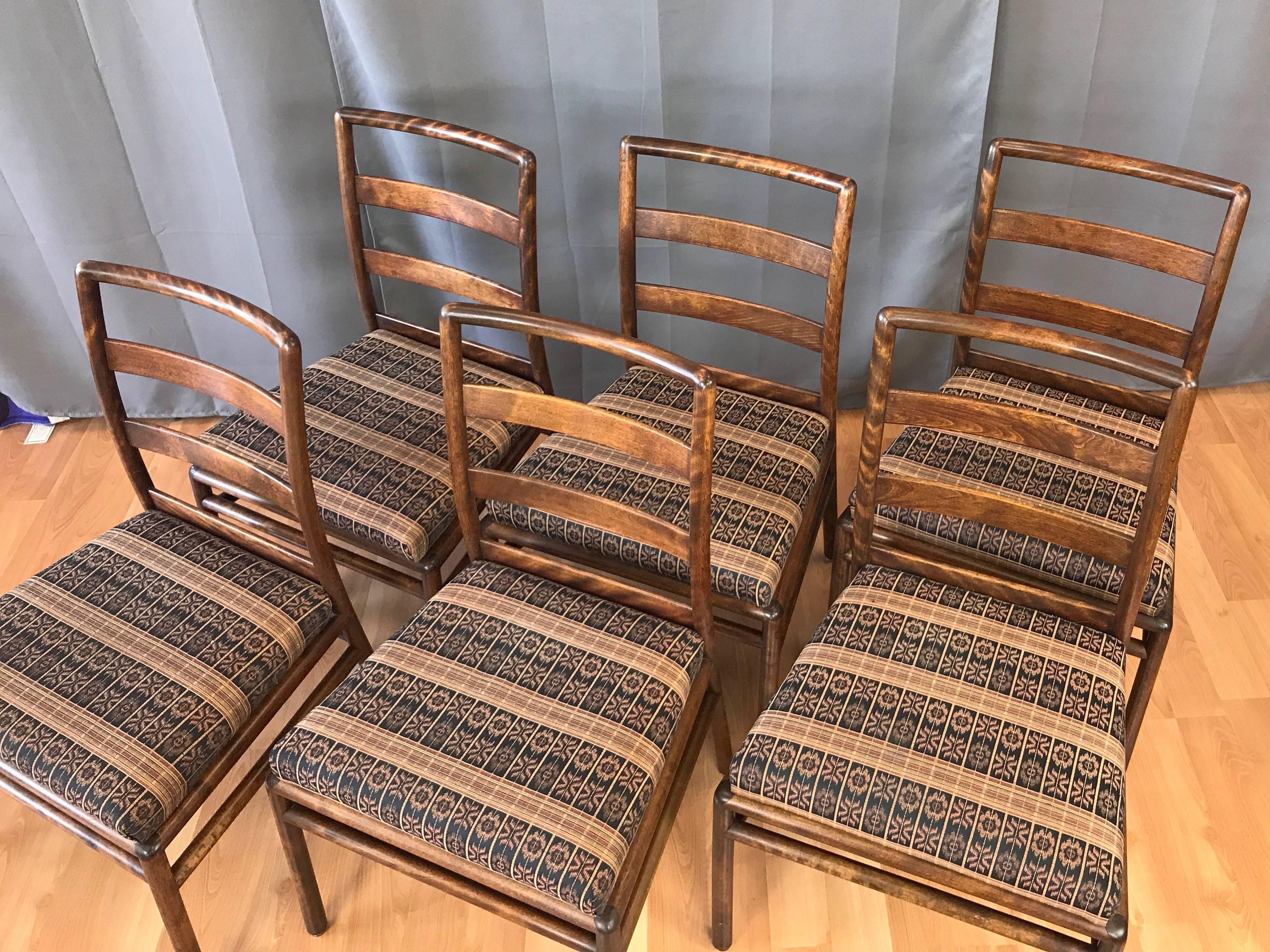 T.H. Robsjohn-Gibbings for Widdicomb Set of Six Maple Dining Chairs 2