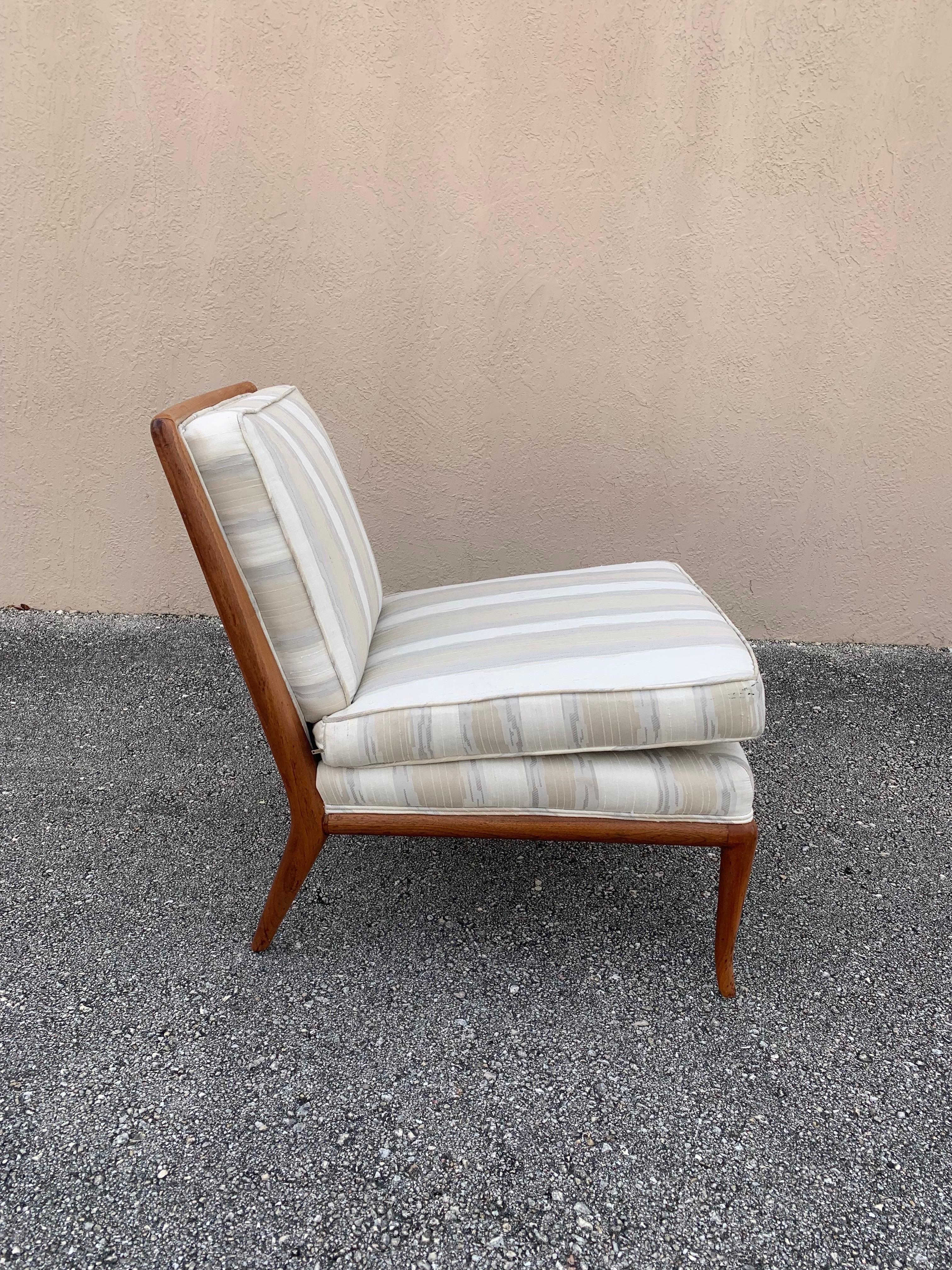 Upholstery T.H. Robsjohn Gibbings for Widdicomb Slipper Chair For Sale