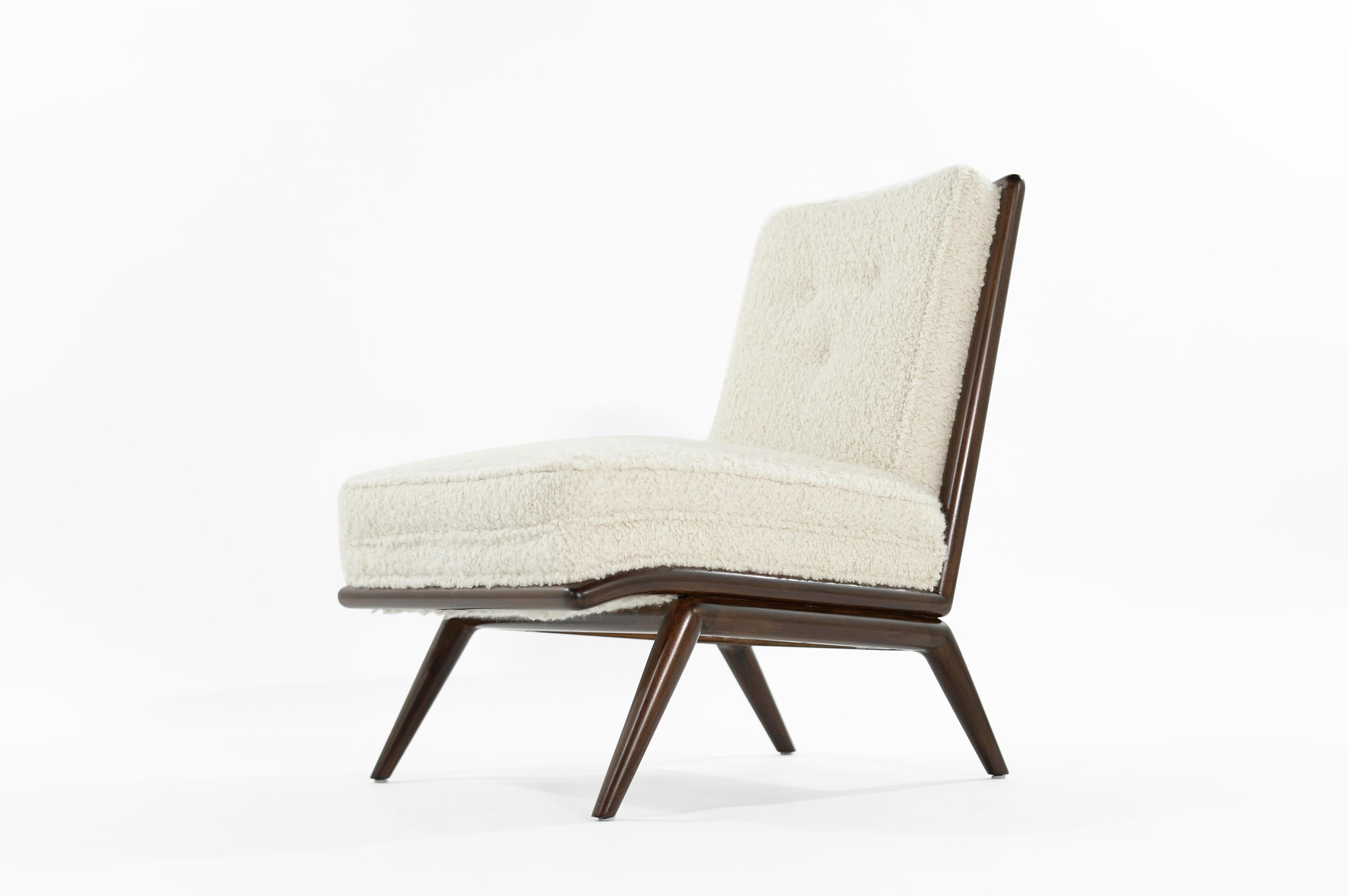 Mid-Century Modern T.H. Robsjohn-Gibbings for Widdicomb Slipper Chairs in Bouclé