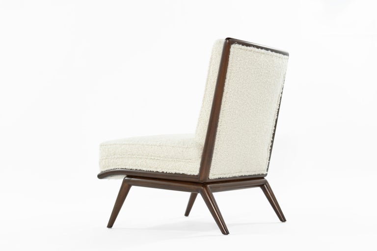 T H Robsjohn Gibbings for Widdicomb Slipper Chairs in Bouclé For Sale