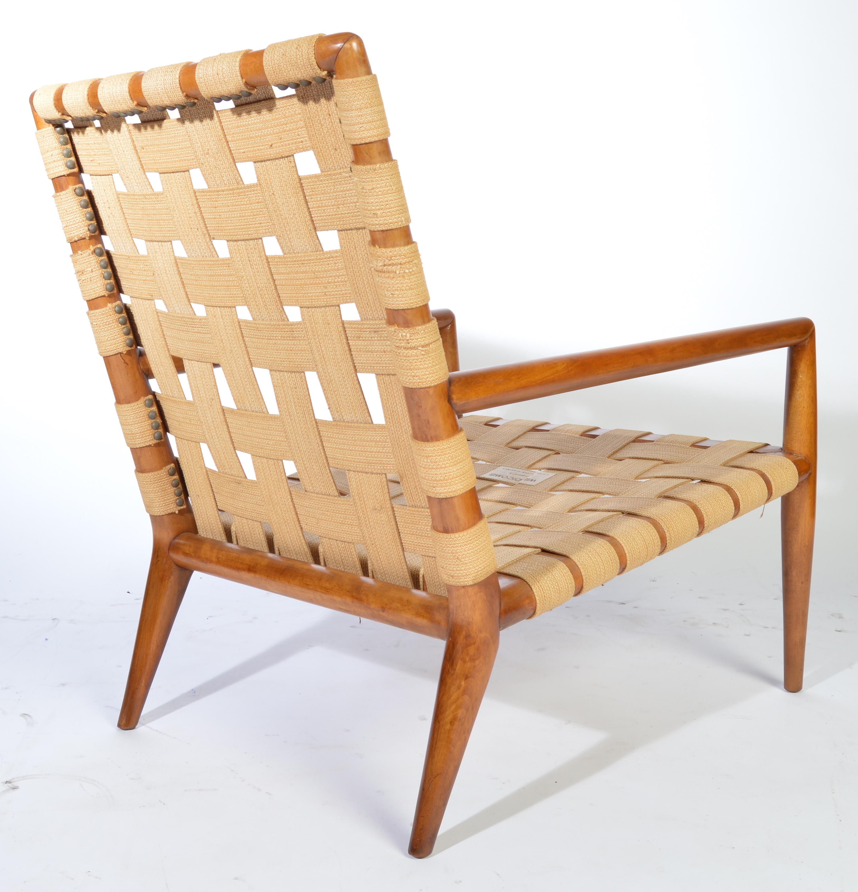 T.H. Robsjohn-Gibbings for Widdicomb Strap Lounge Chair In Good Condition In Southampton, NJ