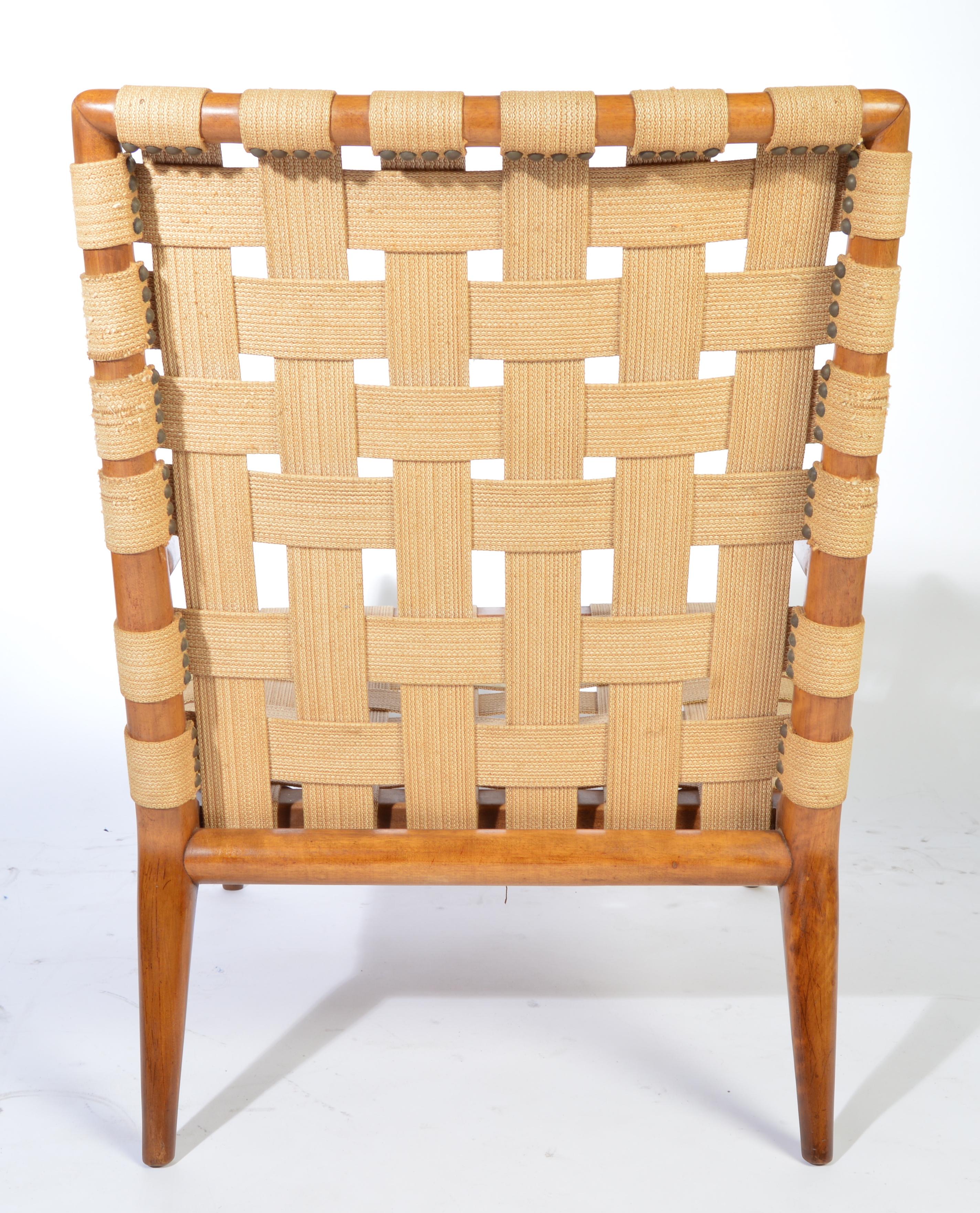 Brass T.H. Robsjohn-Gibbings for Widdicomb Strap Lounge Chair