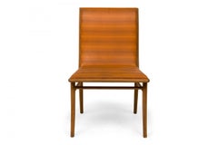 T.H. Robsjohn-Gibbings für Widdicomb Gestreiftes orangefarbenes gepolstertes Esszimmer aus Nussbaumholz