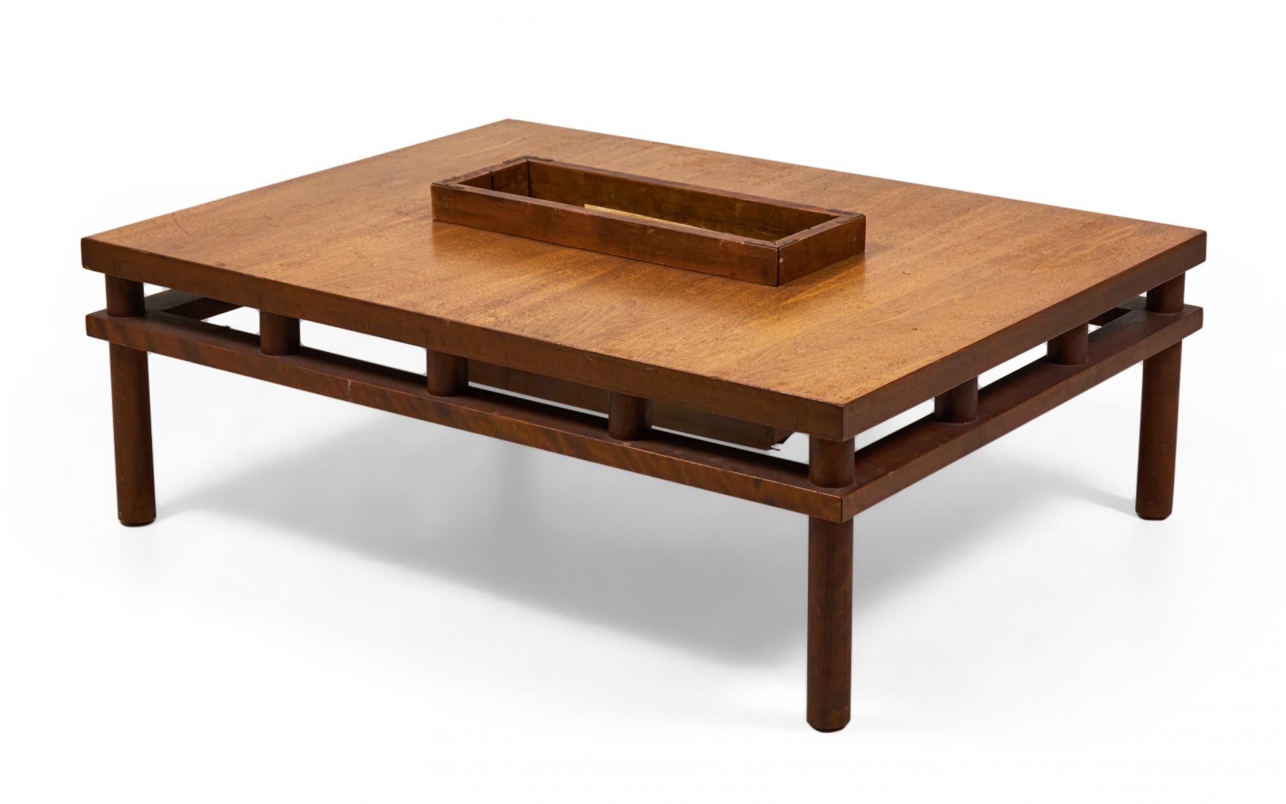 Mid-Century Modern T.H. Robsjohn-Gibbings for Widdicomb Walnut Cocktail / Coffee Table with Magazin For Sale