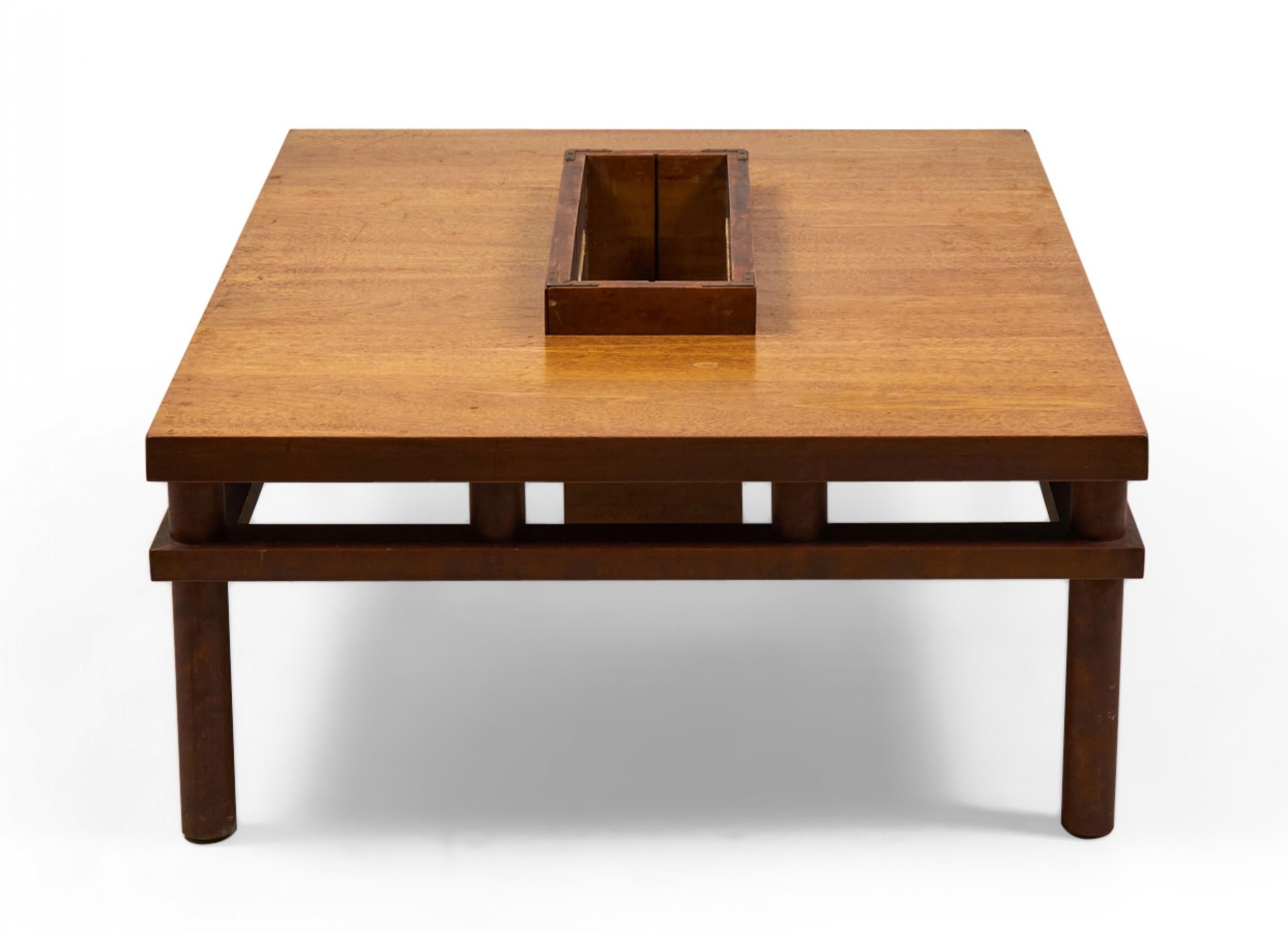 American T.H. Robsjohn-Gibbings for Widdicomb Walnut Cocktail / Coffee Table with Magazin For Sale