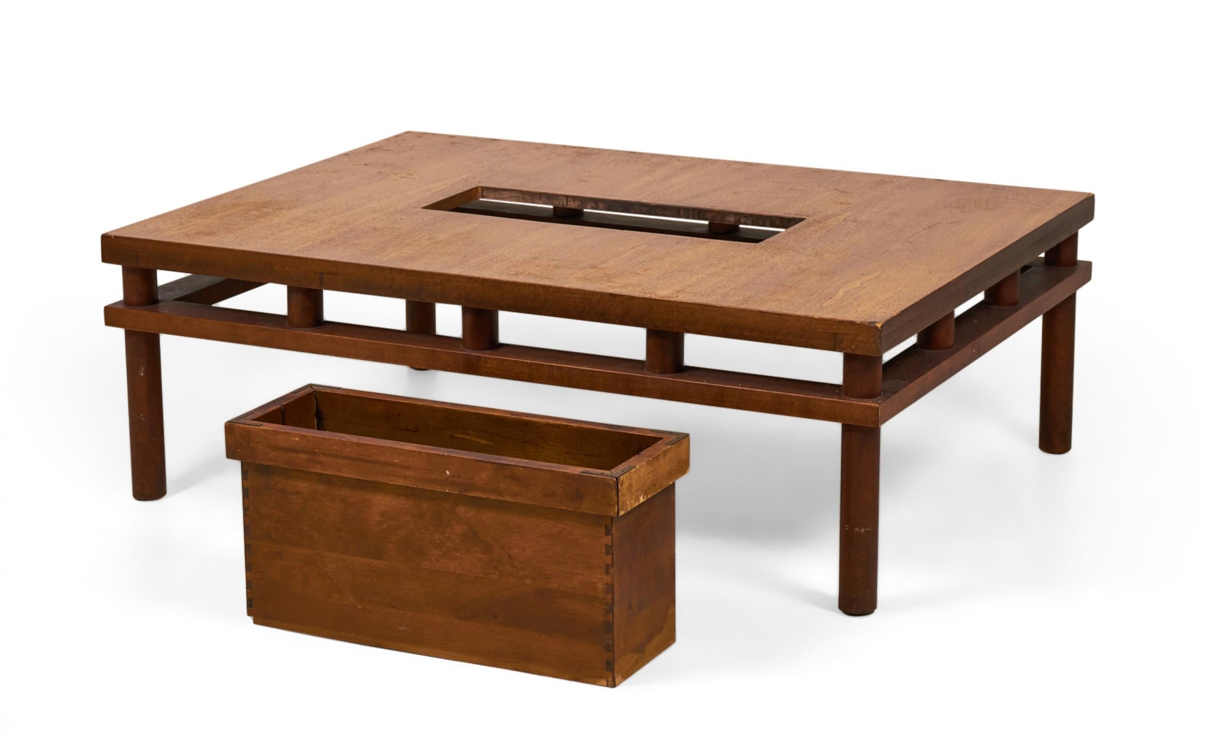 T.H. Robsjohn-Gibbings for Widdicomb Walnut Cocktail / Coffee Table with Magazin For Sale 2