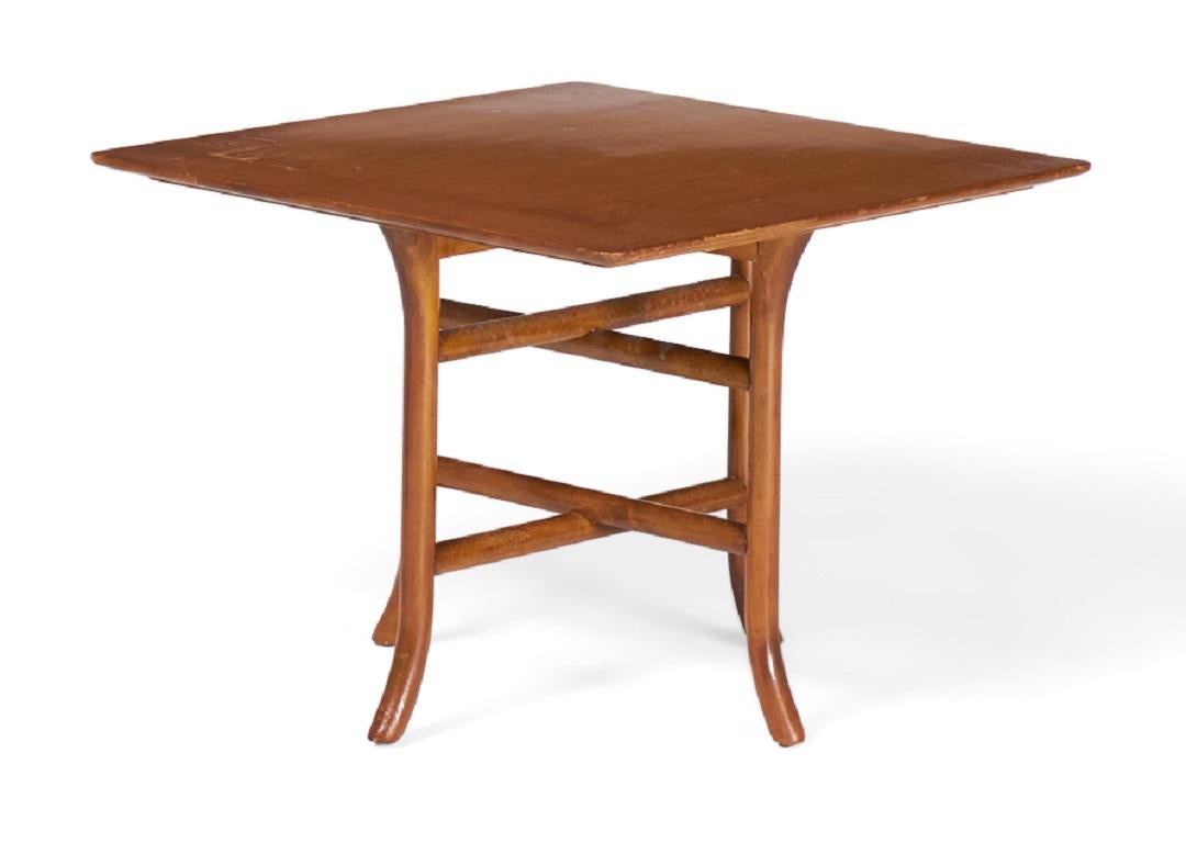 Mid-Century Modern T.H. Robsjohn-Gibbings for Widdicomb Walnut Crossed Trestle Occasional Table For Sale