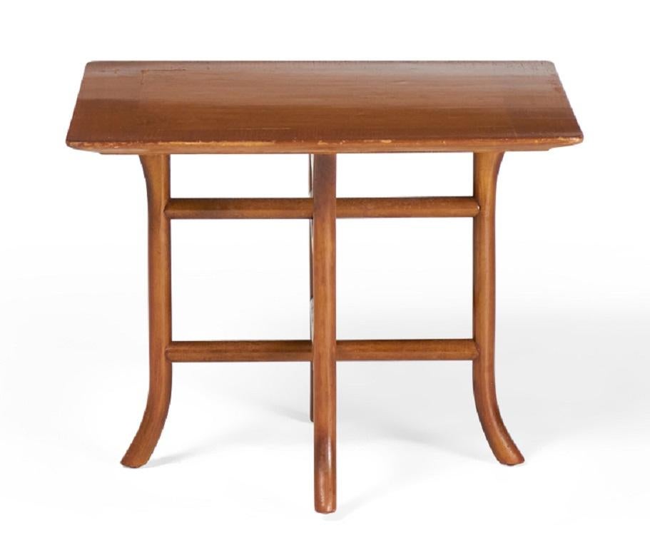 American T.H. Robsjohn-Gibbings for Widdicomb Walnut Crossed Trestle Occasional Table For Sale