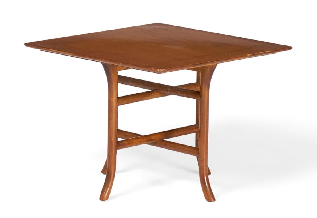 Hand-Crafted T.H. Robsjohn-Gibbings for Widdicomb Walnut Crossed Trestle Occasional Table For Sale