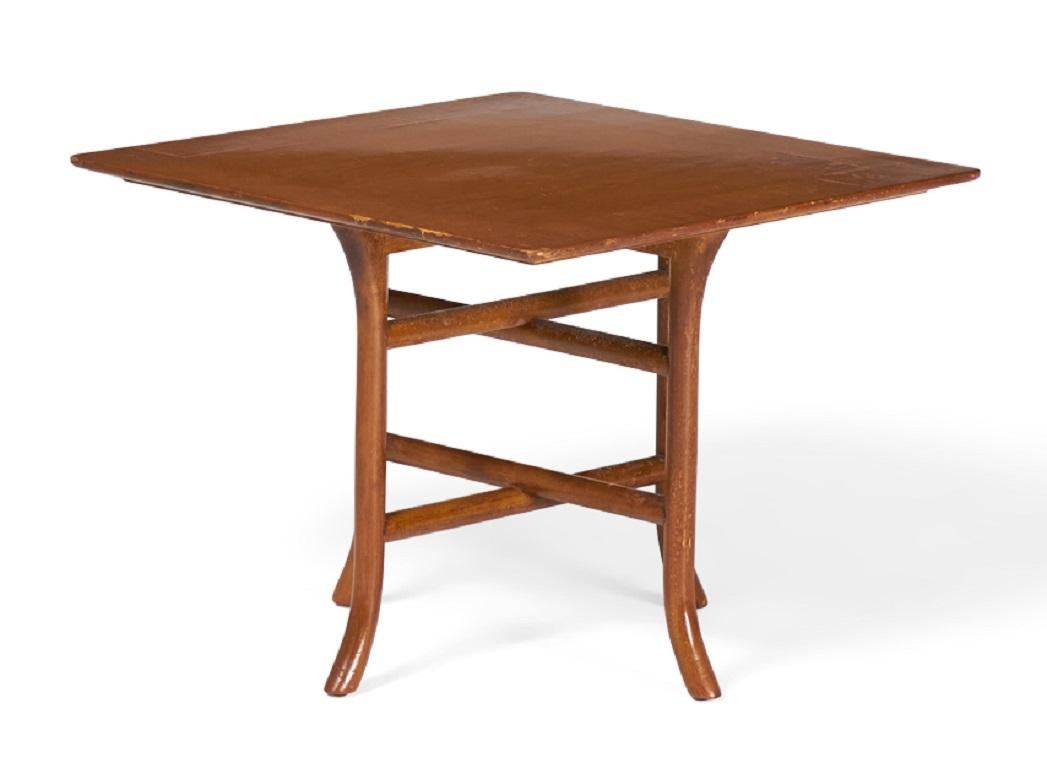 20th Century T.H. Robsjohn-Gibbings for Widdicomb Walnut Crossed Trestle Occasional Table For Sale