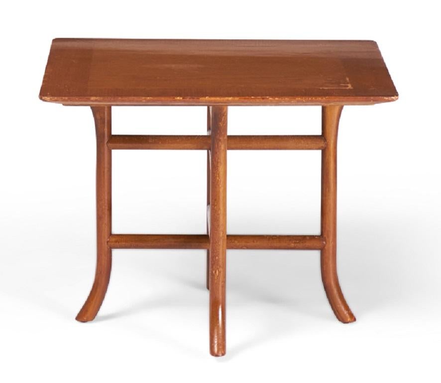 T.H. Robsjohn-Gibbings for Widdicomb Walnut Crossed Trestle Occasional Table For Sale 1