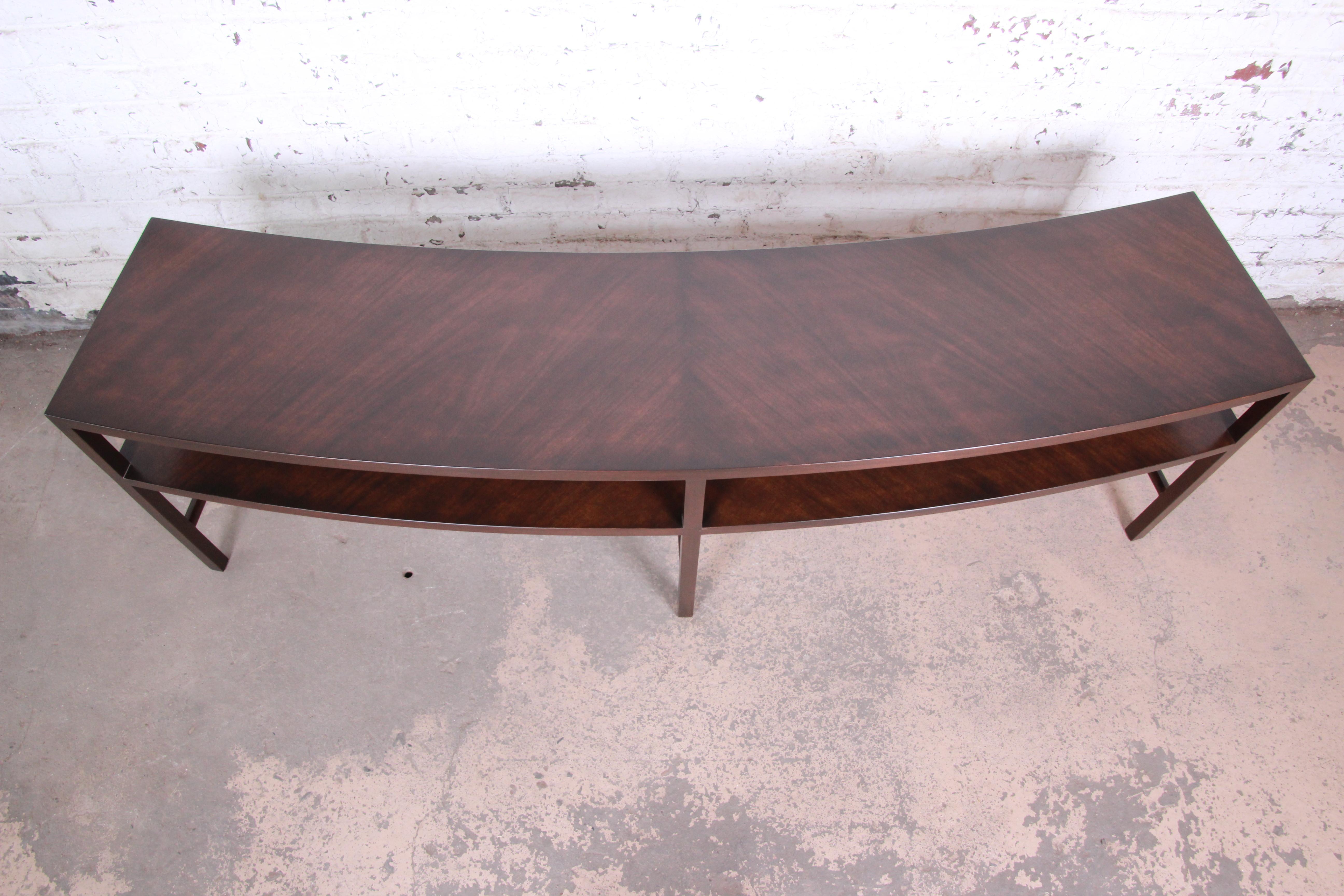 T.H. Robsjohn-Gibbings for Widdicomb Walnut Curved Console Table, Refinished 2