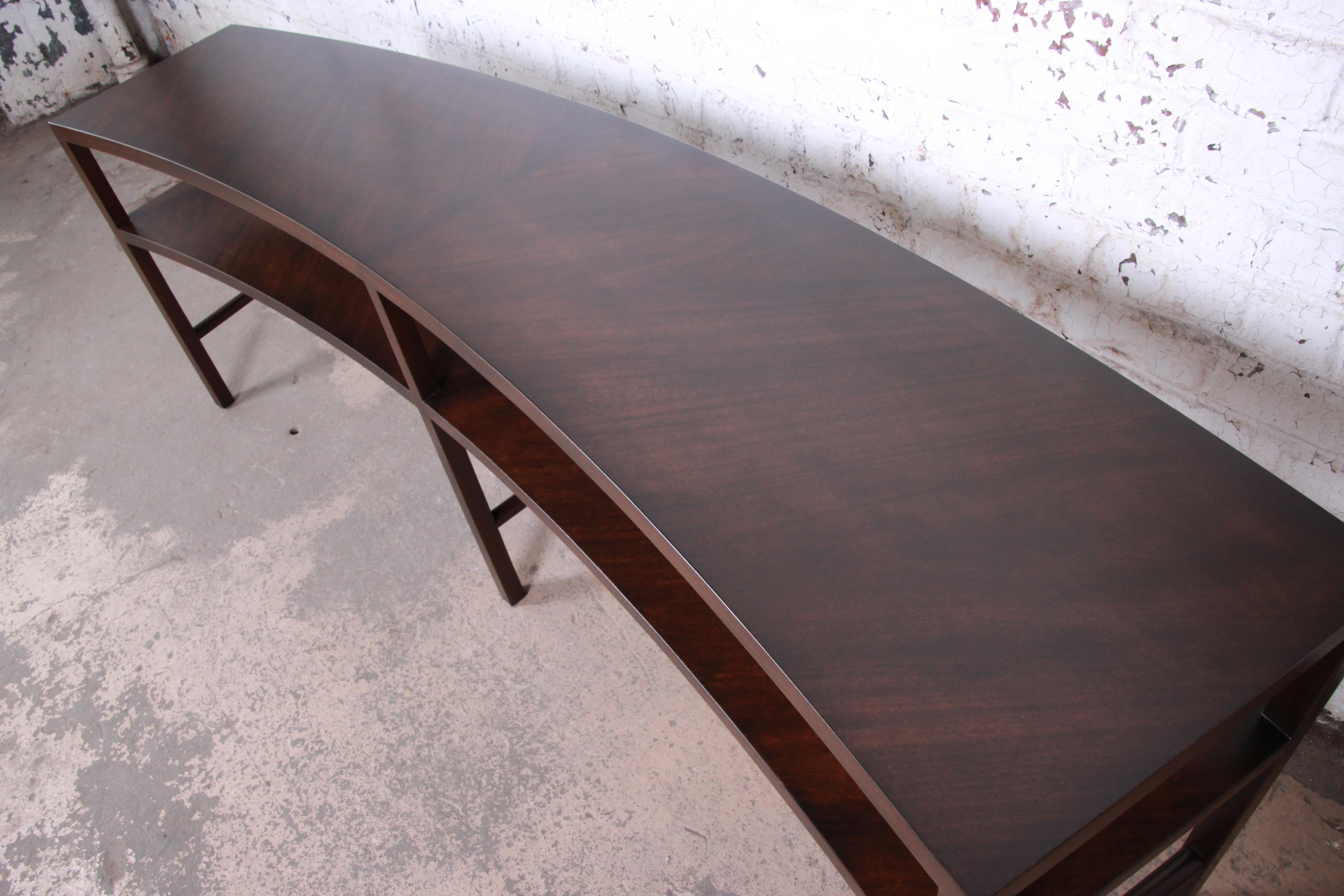 Mid-Century Modern T.H. Robsjohn-Gibbings for Widdicomb Walnut Curved Console Table, Refinished