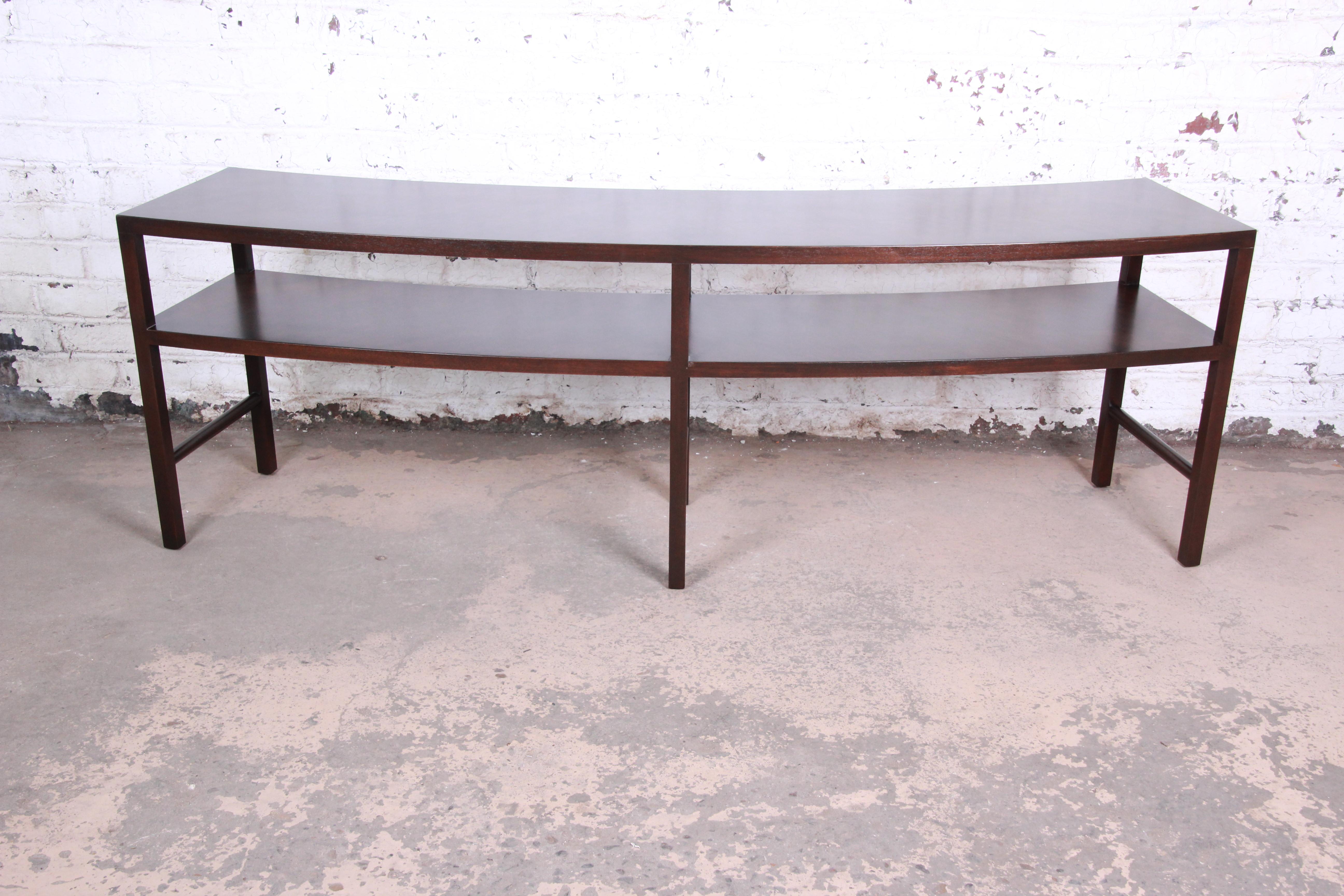 Mid-20th Century T.H. Robsjohn-Gibbings for Widdicomb Walnut Curved Console Table, Refinished