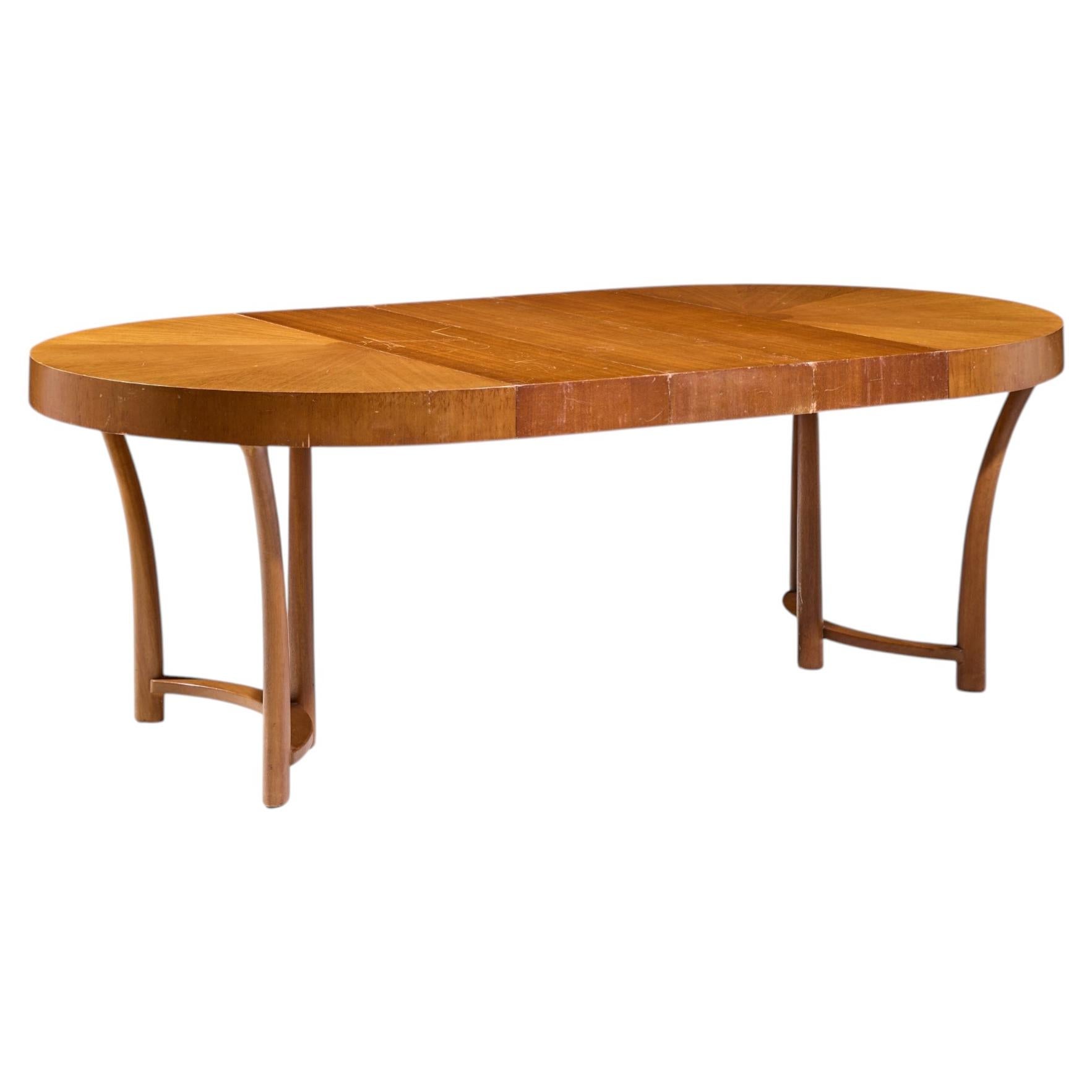 T.H. Robsjohn Gibbings for Widdicomb Walnut Expanding Dining Table with 3 Leaves