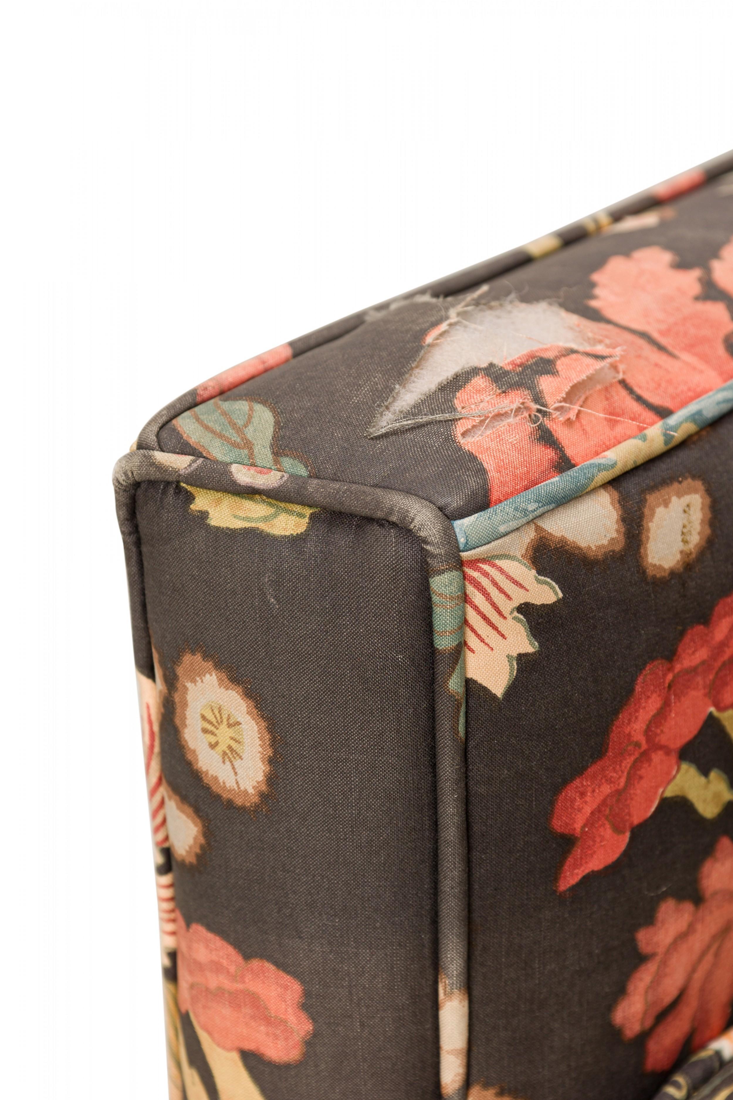 T.H. Robsjohn-Gibbings for Widdicomb Walnut Floral Upholstered Lounge Armchair For Sale 5