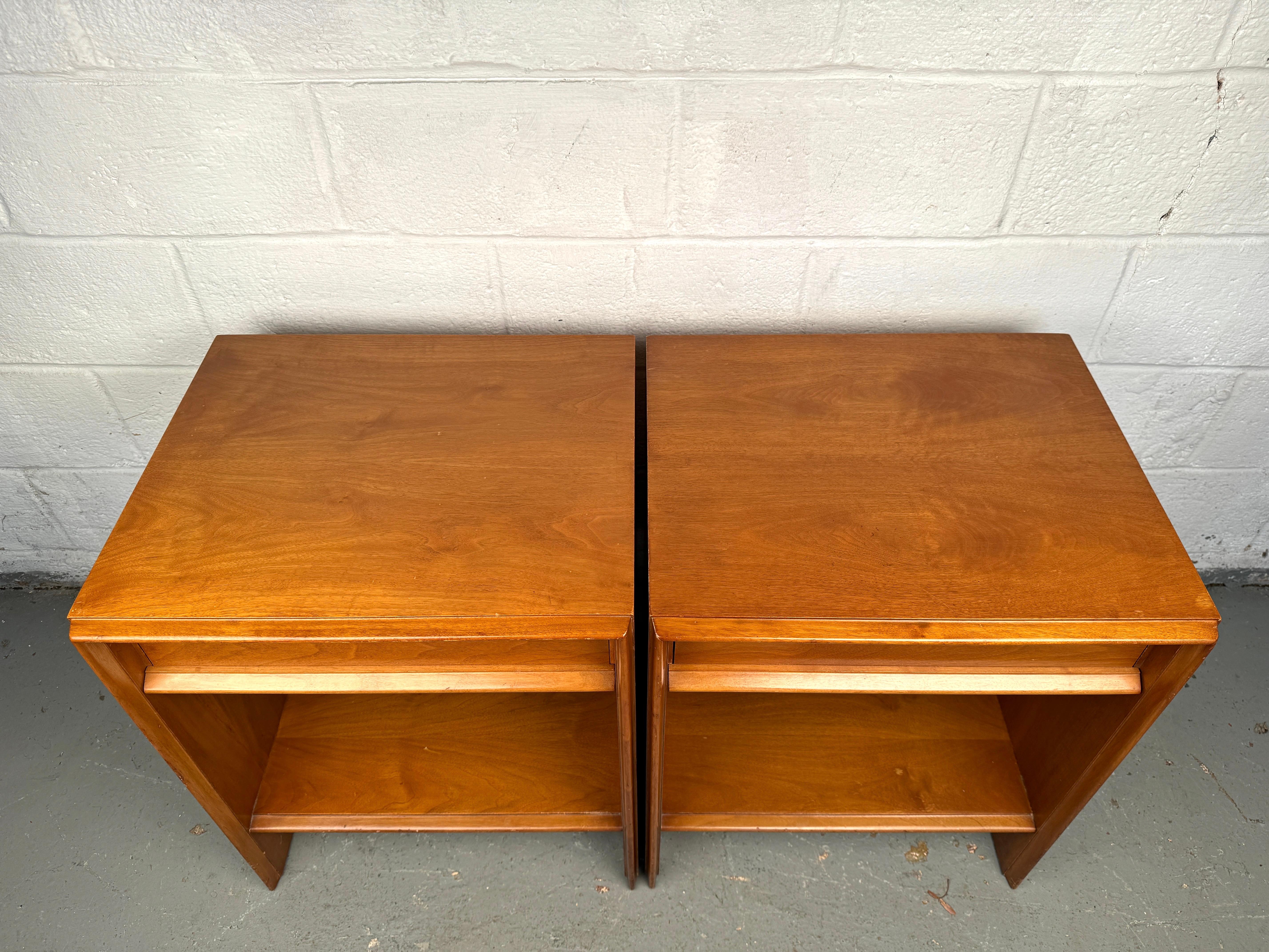 20th Century T.H. Robsjohn-Gibbings for Widdicomb Walnut Nightstands For Sale