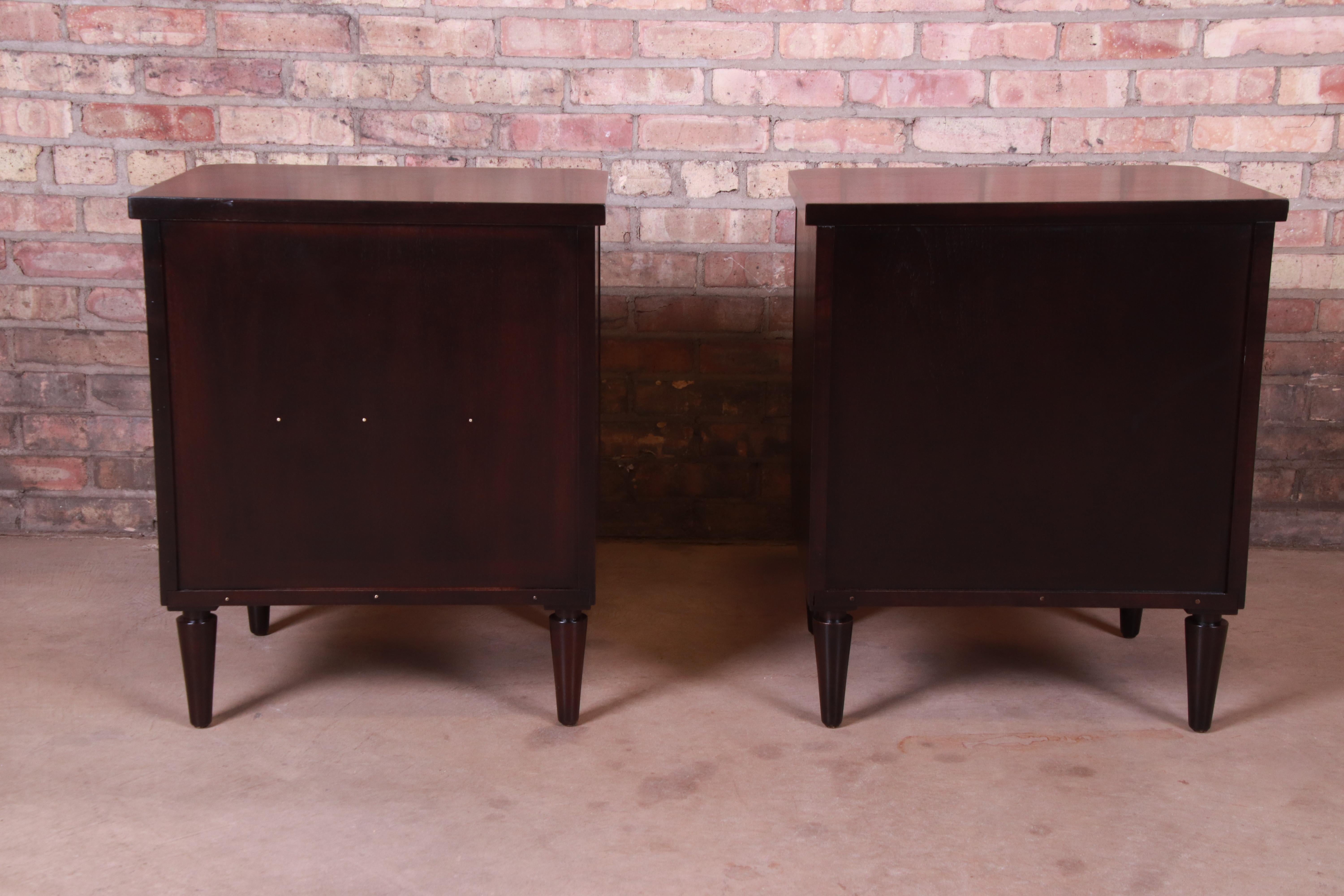 T.H. Robsjohn-Gibbings for Widdicomb Walnut Nightstands, Newly Refinished For Sale 4