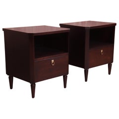 T.H. Robsjohn-Gibbings for Widdicomb Walnut Nightstands, Newly Refinished