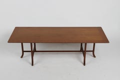 T.H. Robsjohn-Gibbings for Widdicomb Walnut Rectangular Sabre Leg Coffee Table