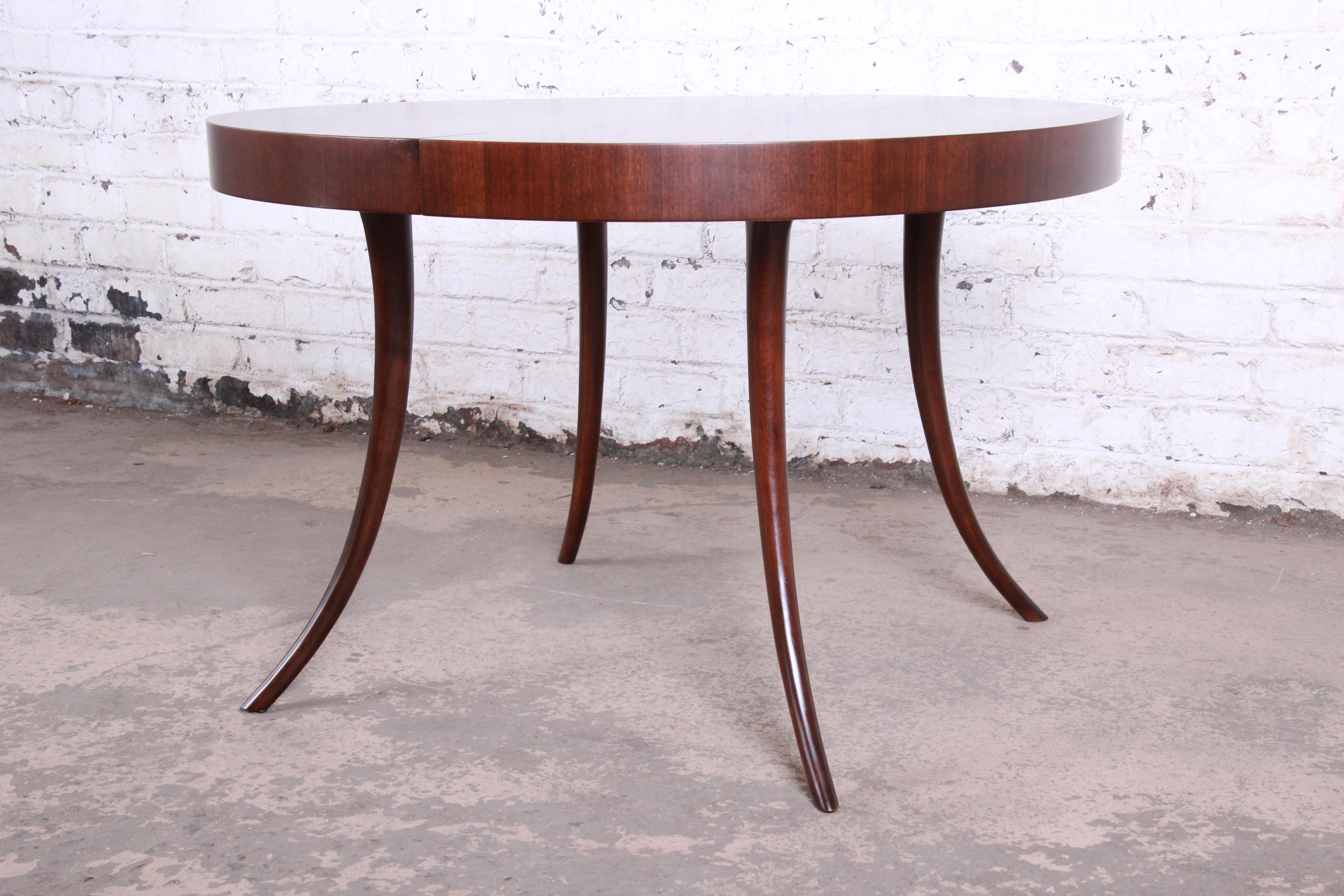 T.H. Robsjohn-Gibbings for Widdicomb Walnut Saber Leg Dining Table, Restored 3