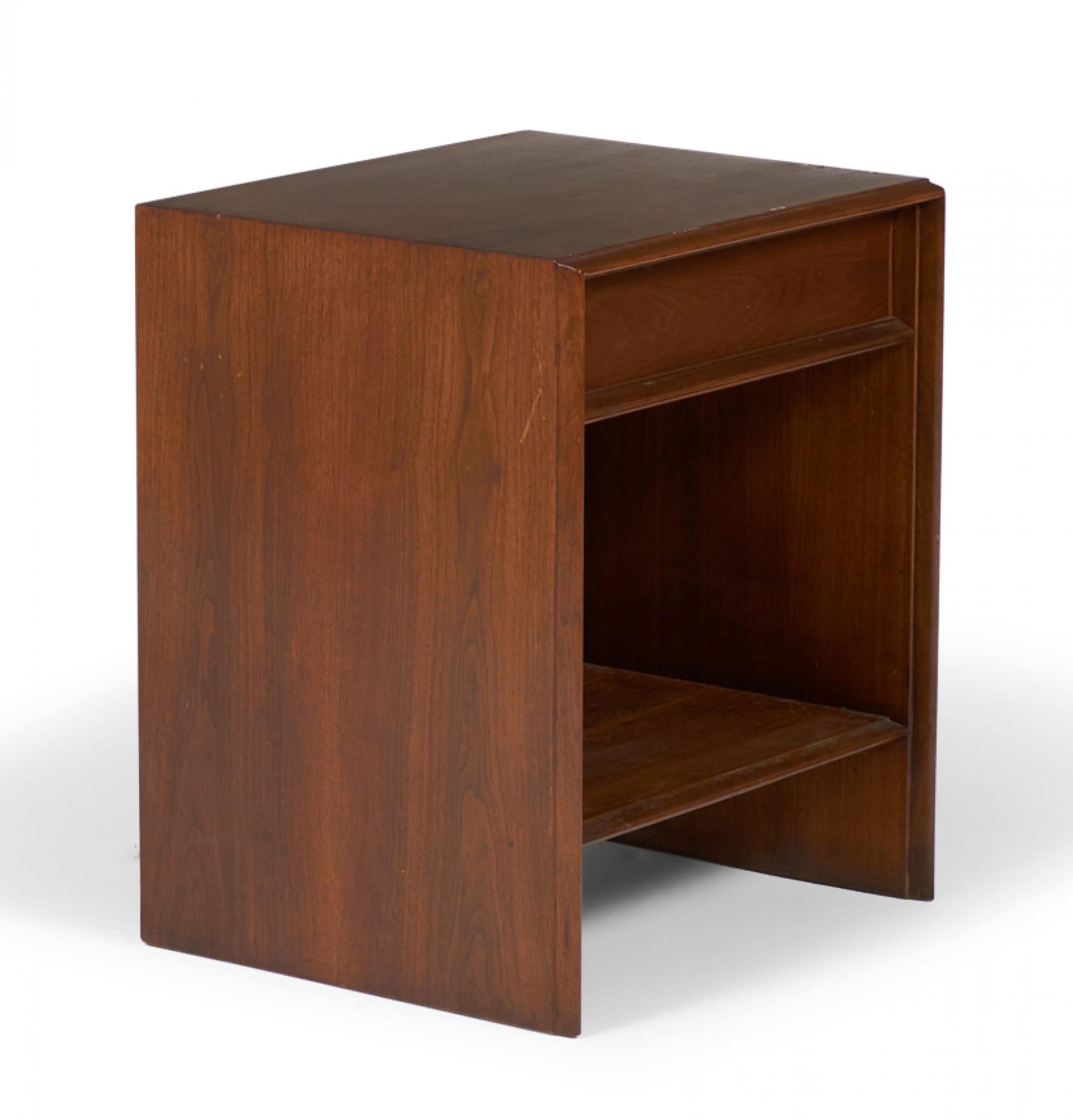 T.H. Robsjohn-Gibbings for Widdicomb Walnut Single Drawer Nightstand For Sale 1