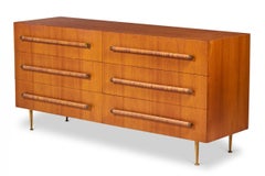 T.H. Robsjohn-Gibbings for Widdicomb Walnut Six Drawer Chest of Drawers
