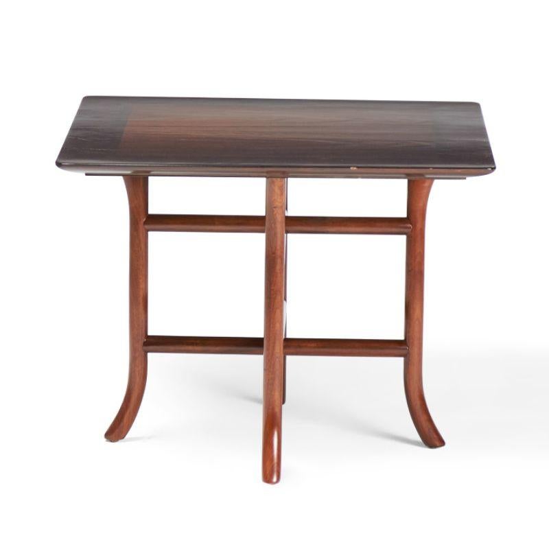 American T.H. Robsjohn-Gibbings for Widdicomb Walnut Square Crossed Trestle Occasional For Sale