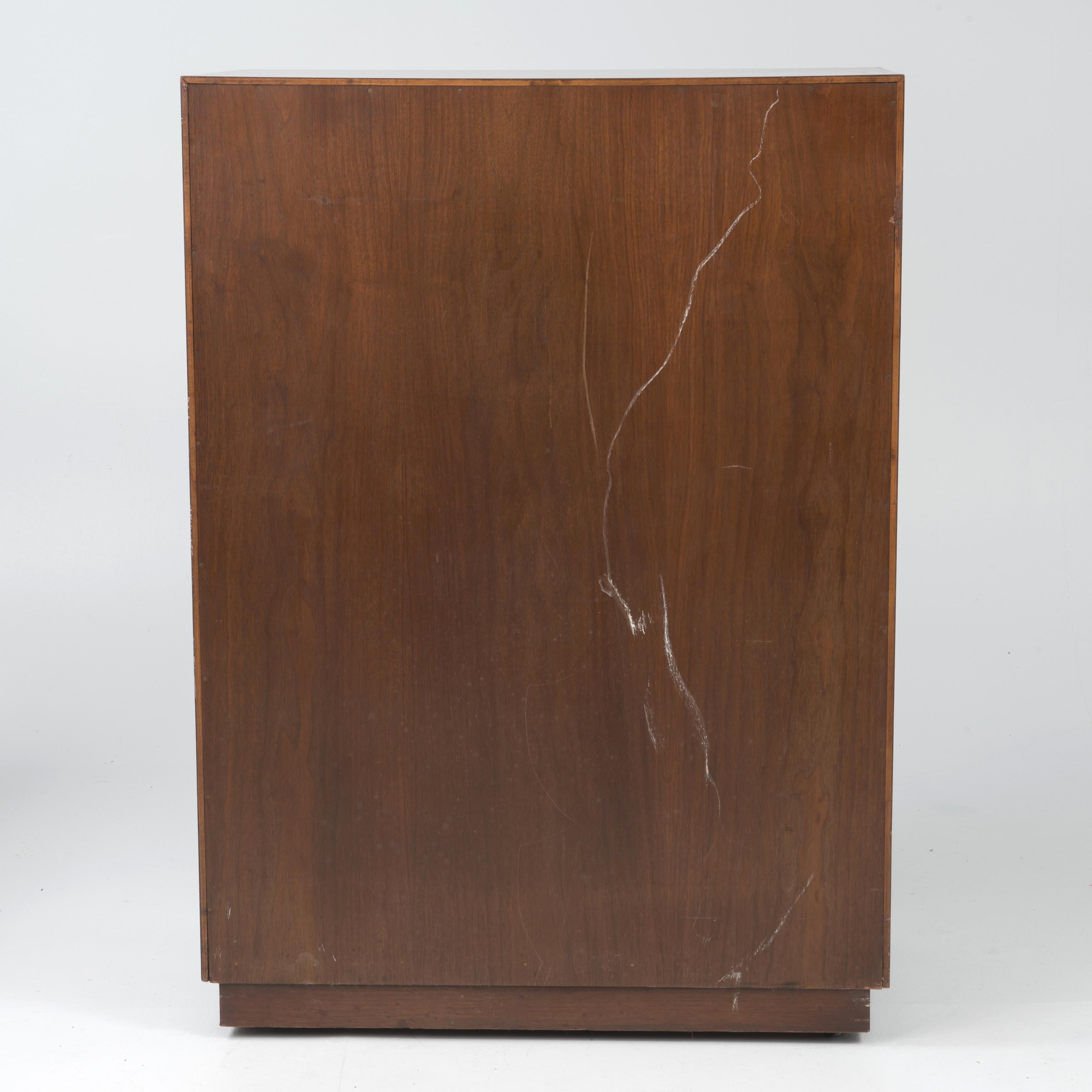 Mid-Century Modern T.H. Robsjohn Gibbings for Widdicomb Walnut Tall Five Drawer Dresser Chest