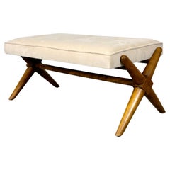 TH Robsjohn Gibbings for Widdicomb X Base Upholstered Bench circa 1950s