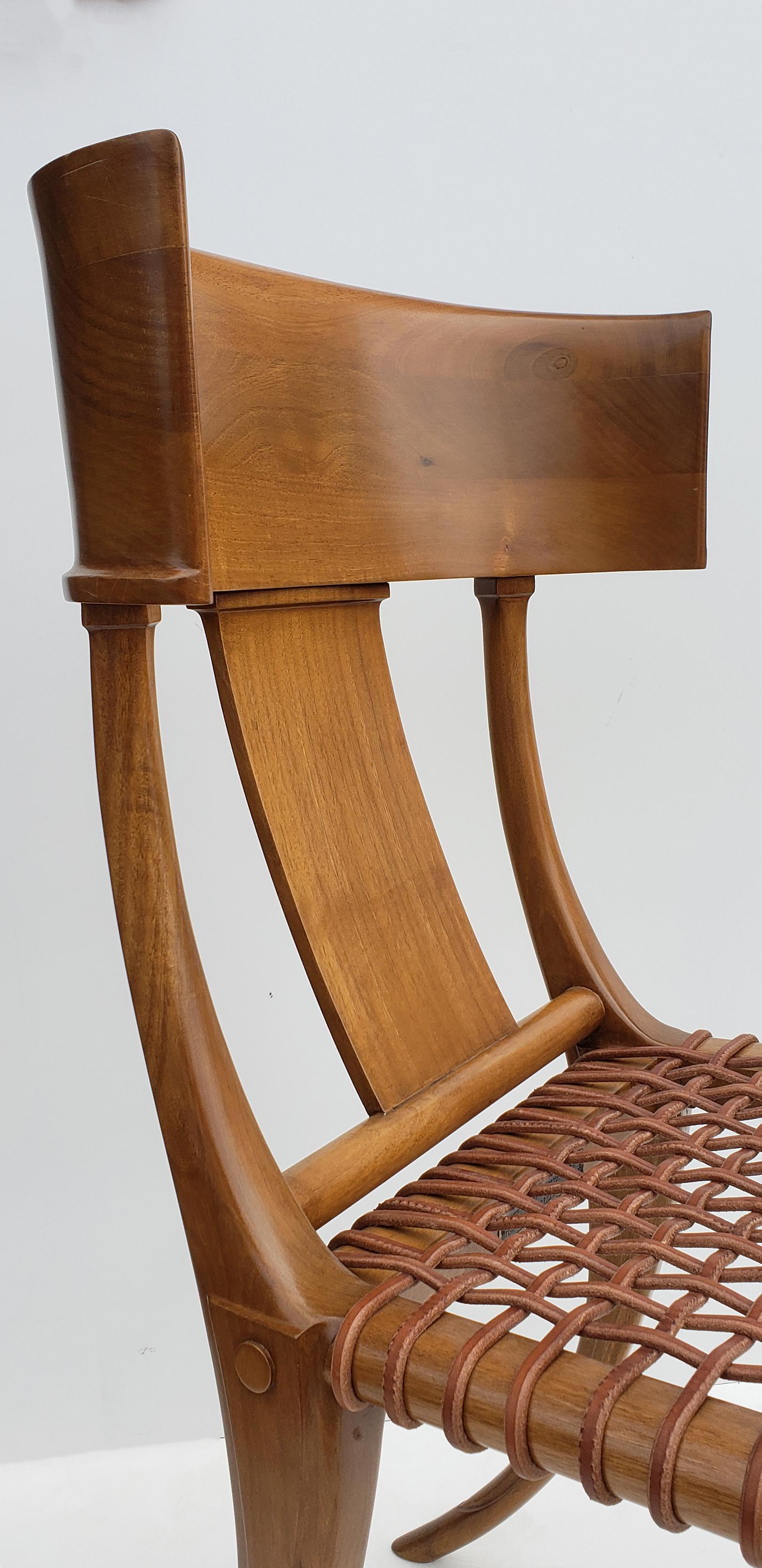 T.H. Robsjohn-Gibbings Klismos Chair for Saridis of Athens in Walnut and Leather 2