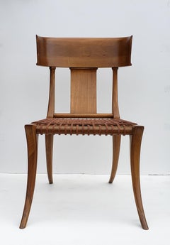 T.H. Robsjohn-Gibbings Klismos Chair for Saridis of Athens in Walnut and Leather