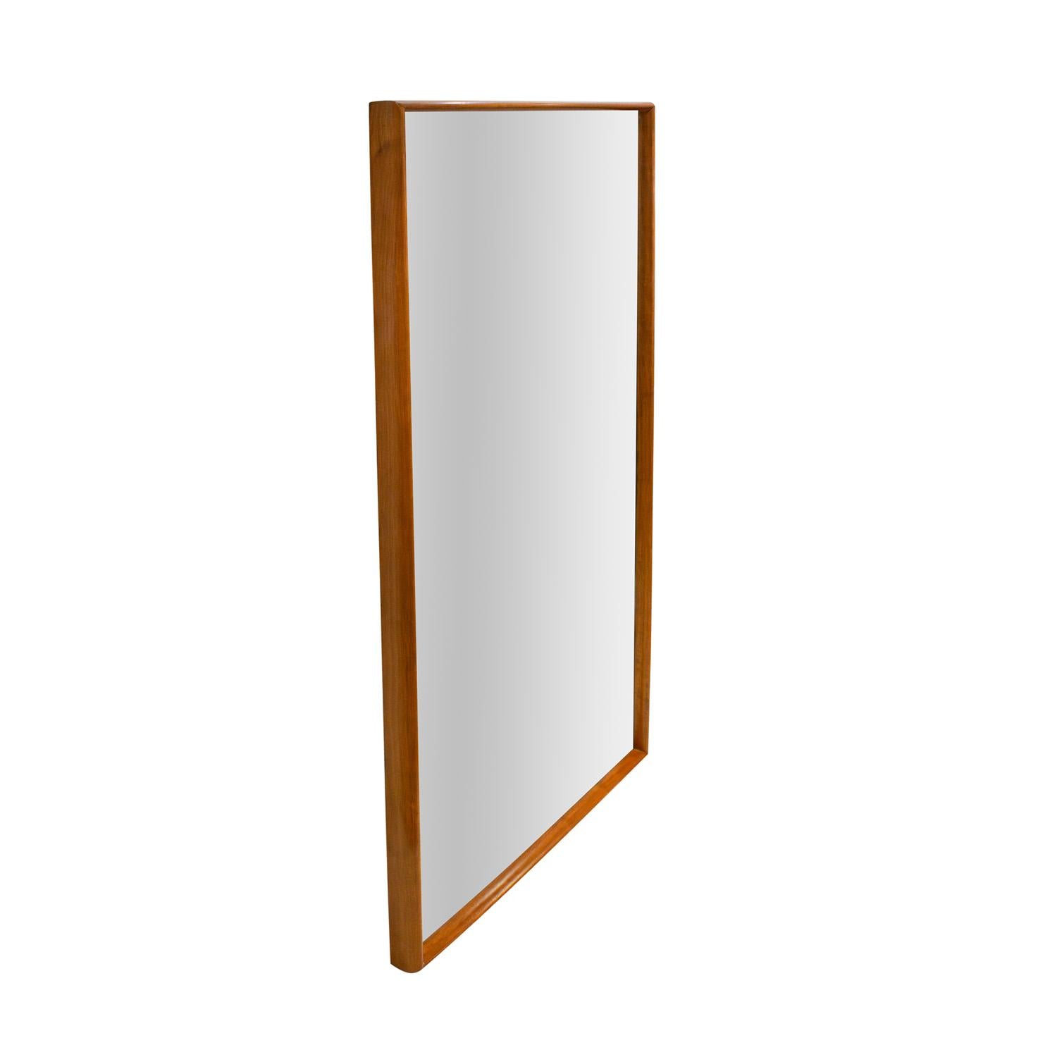 Mid-Century Modern T.H. Robsjohn-Gibbings Grand miroir Tailoring en noyer 1954 (signé) en vente