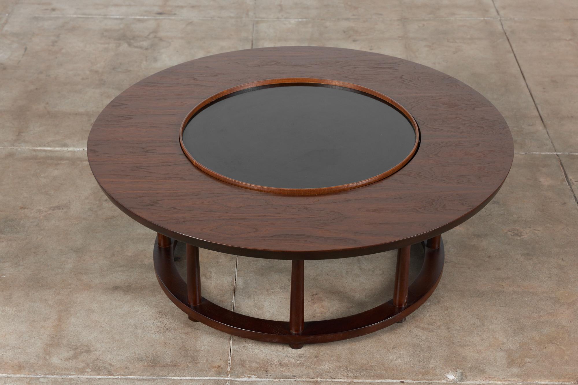 Walnut T.H. Robsjohn Gibbings Lazy Susan Coffee Table for Widdicomb