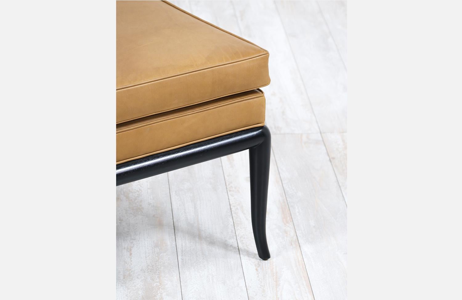 T.H. Robsjohn-Gibbings Leather and Ebonized Wood Slipper Chairs for Widdicomb For Sale 1