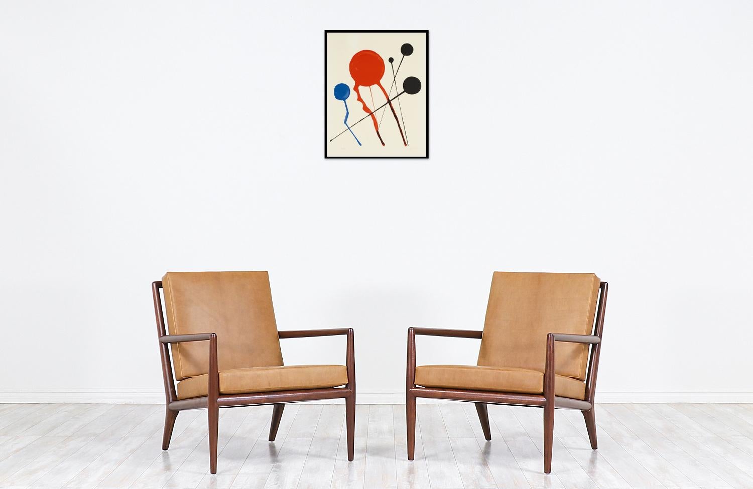 Mid-Century Modern T.H. Robsjohn-Gibbings Leather Lounge Chairs for Widdicomb For Sale