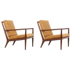 Retro T.H. Robsjohn-Gibbings Leather Lounge Chairs for Widdicomb