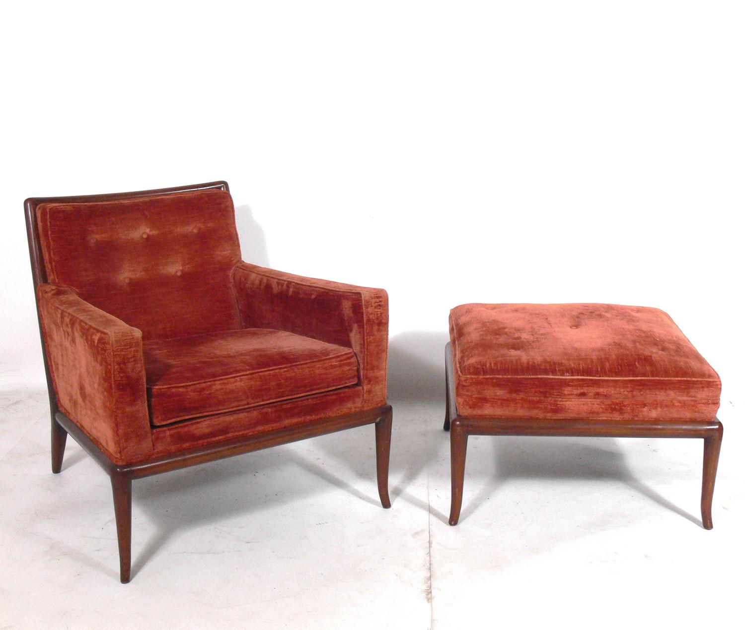 Mid-Century Modern T.H. Robsjohn-Gibbings Lounge Chair and Ottoman