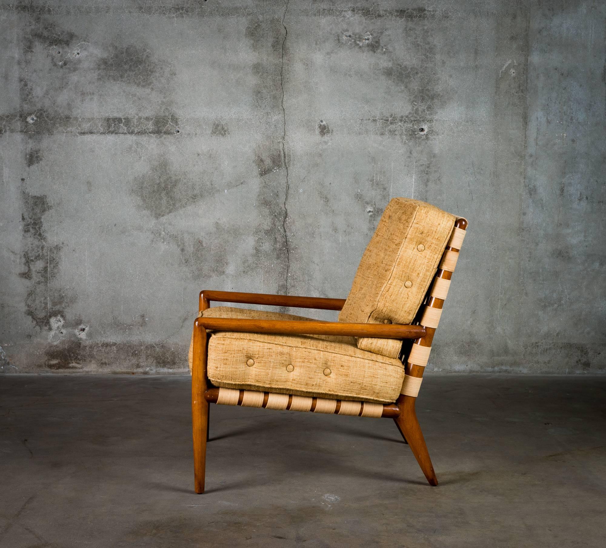 T.H. Robsjohn-Gibbings lounge chair for Widdicomb, model 1720, 1950s.

Teak and canvas webbing.