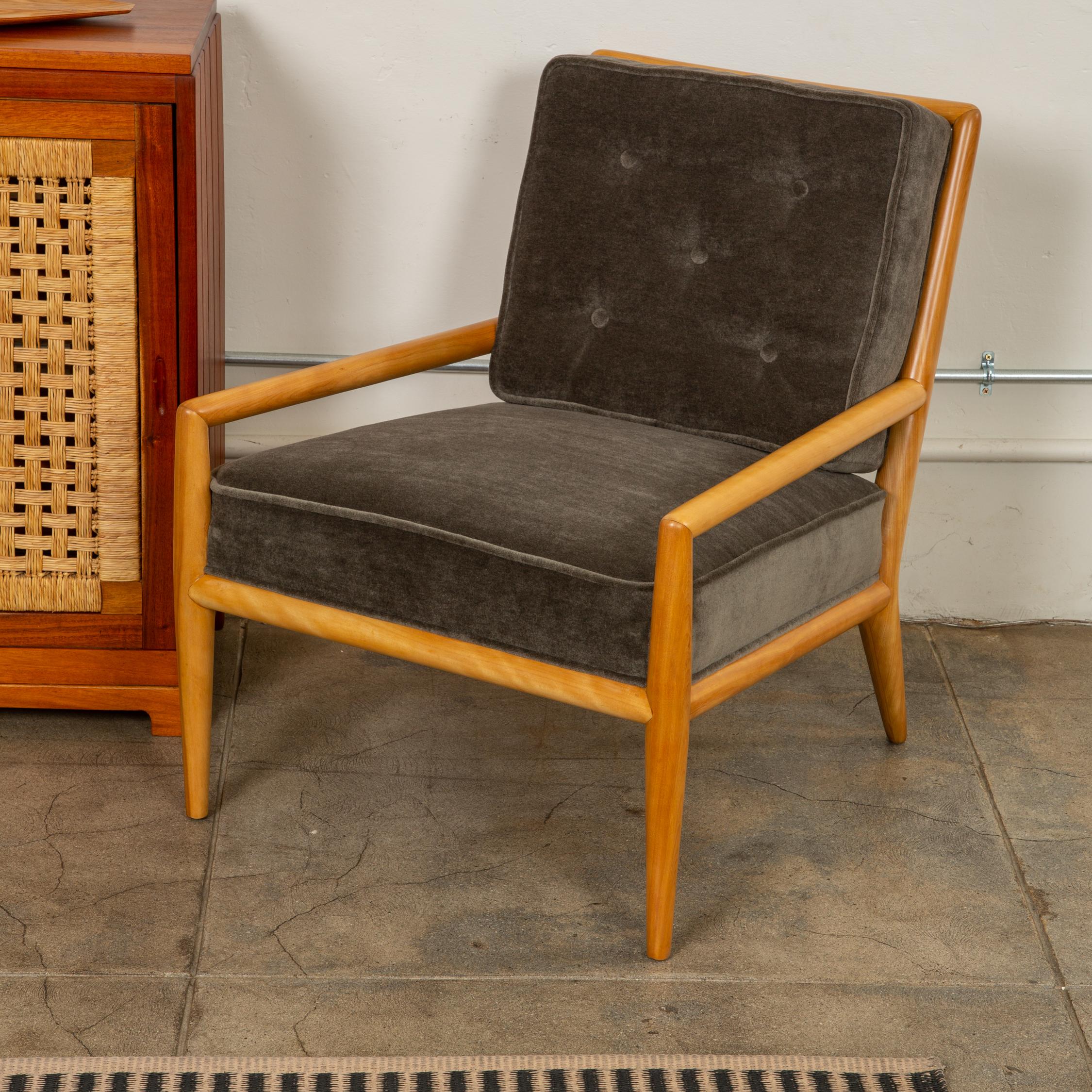 Mid-Century Modern T.H Robsjohn-Gibbings Lounge Chair for Widdicomb in Gray Mohair