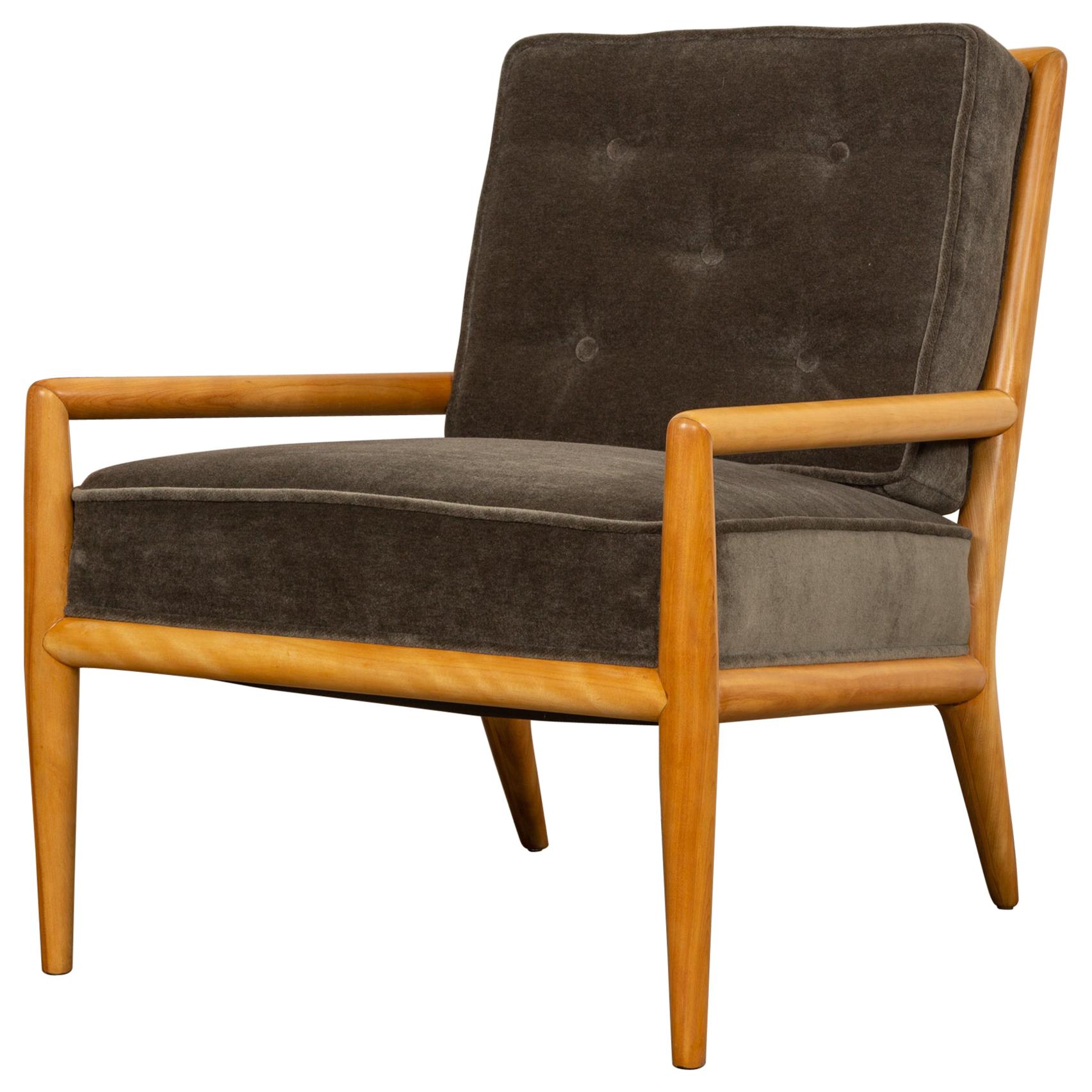 T.H Robsjohn-Gibbings Lounge Chair for Widdicomb in Gray Mohair