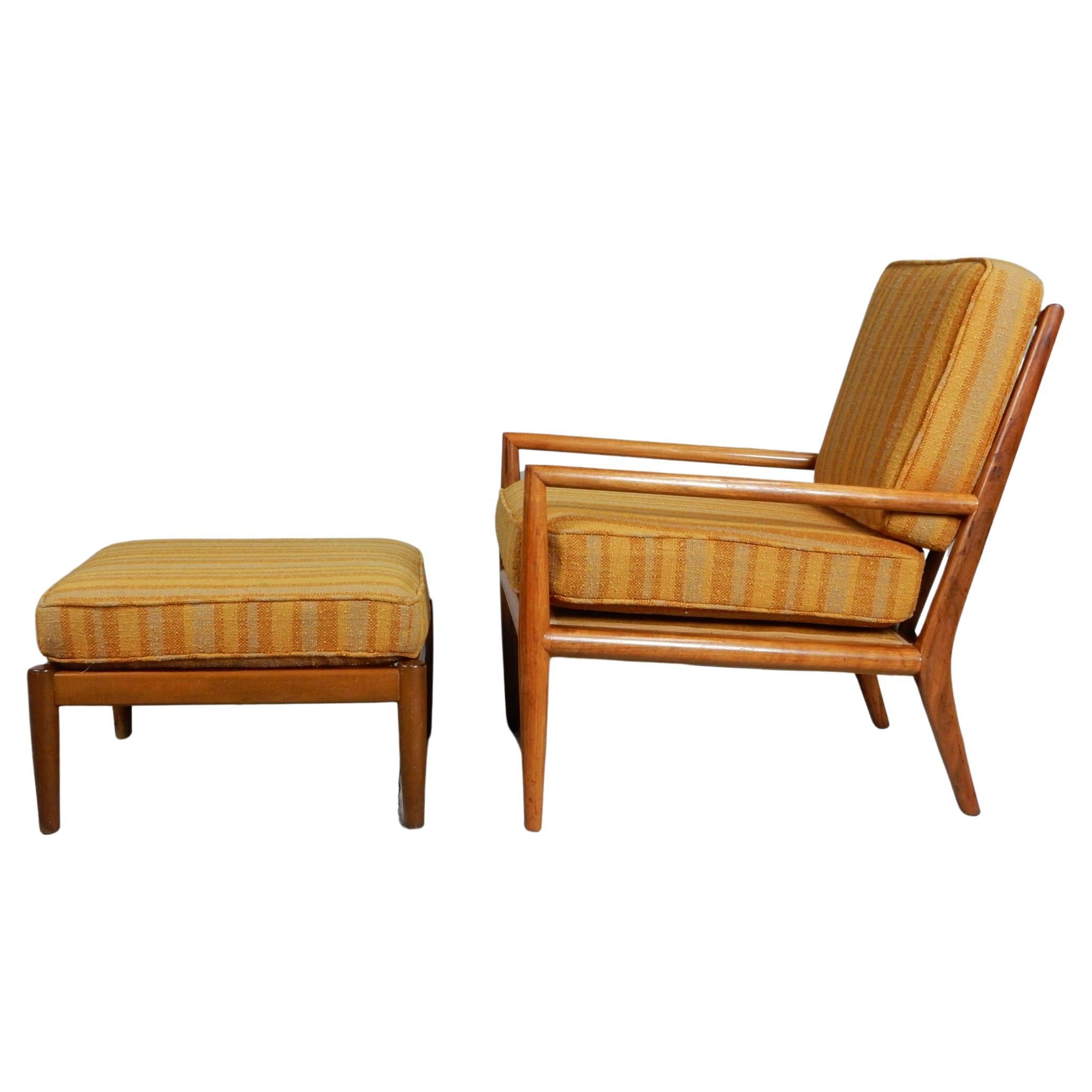 Mid-Century Modern T.H. Robsjohn-Gibbings Lounge Chair & Ottoman by Widdicomb 1950's For Sale