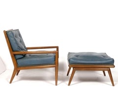 TH Robsjohn Gibbings Lounge Chair & Ottoman Refinished Reupholstered Mid Century