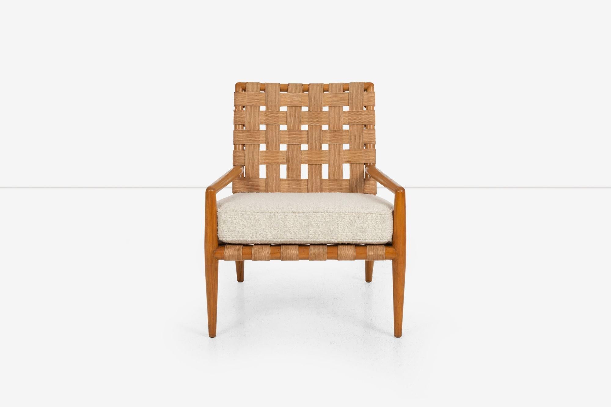 T.H. Robsjohn-Gibbings Lounge Chair, Widdicomb United Kingdom / USA, c. 1955
Model 1720, bleached walnut, woven canvas webbing with replaced cushions in Great Plains wool boucle fabric.
31.50