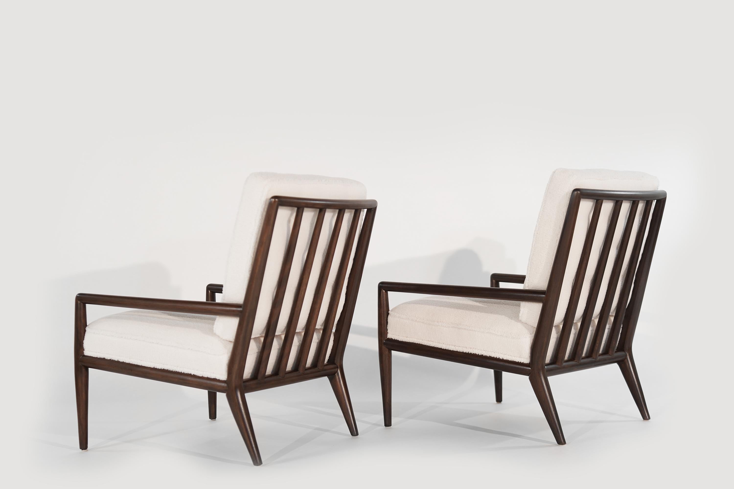 Wool T.H. Robsjohn-Gibbings Lounge Chairs, 1950s