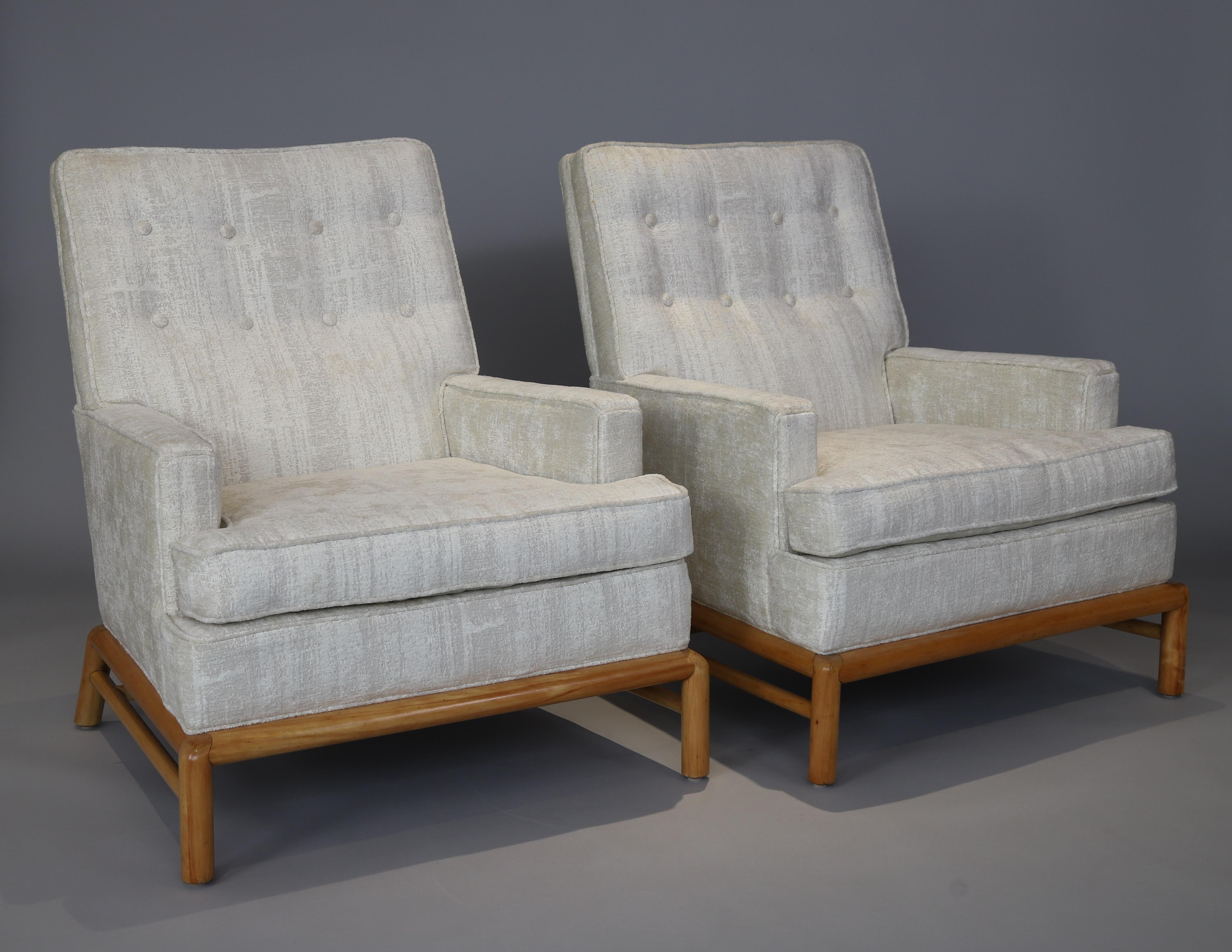 Upholstery T.H. Robsjohn-Gibbings Lounge Chairs for Widdicomb