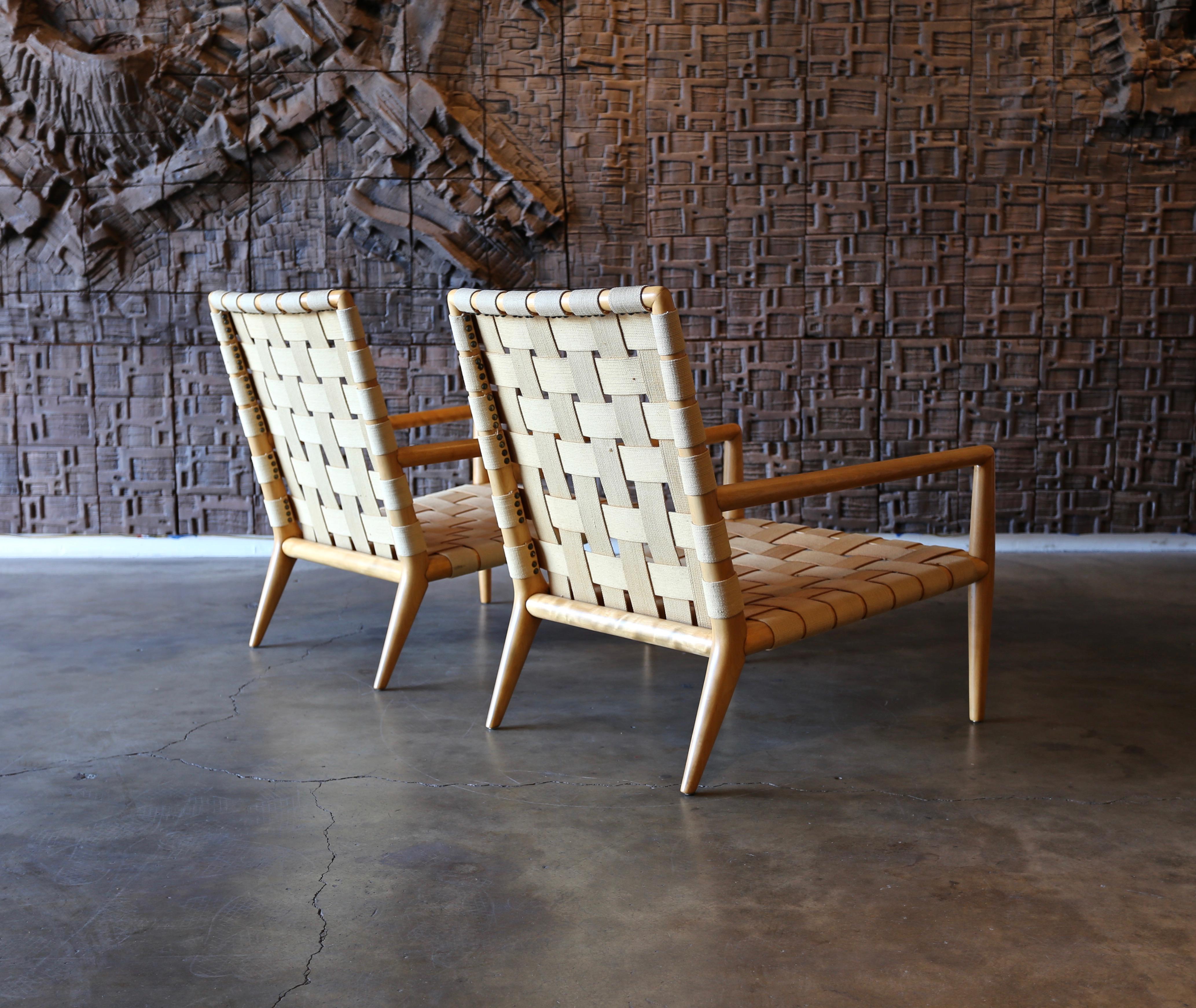 Bleached T.H. Robsjohn-Gibbings Lounge Chairs for Widdicomb Model 1720, circa 1955