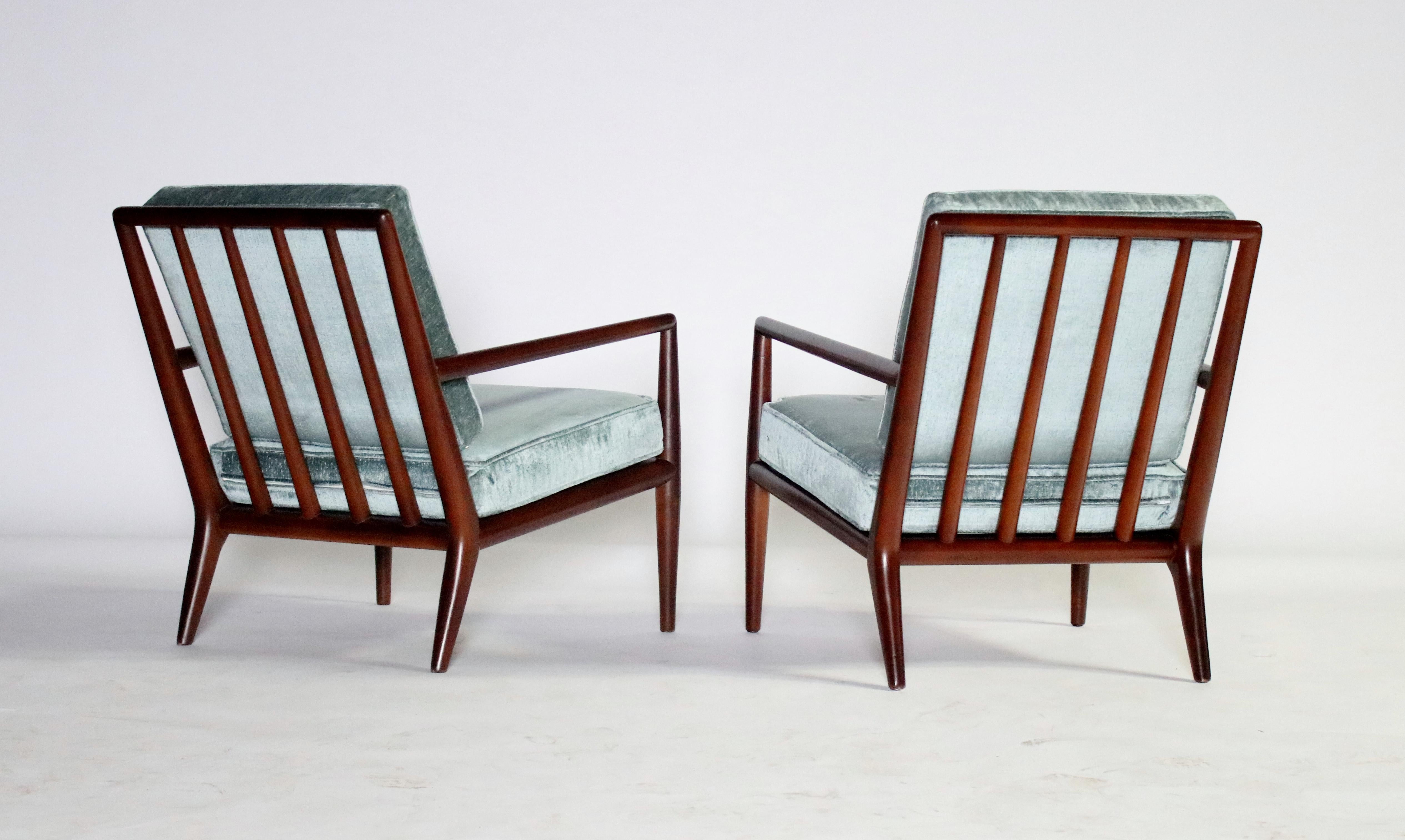 Fabric T.H. Robsjohn Gibbings Lounge Chairs, Widdicomb